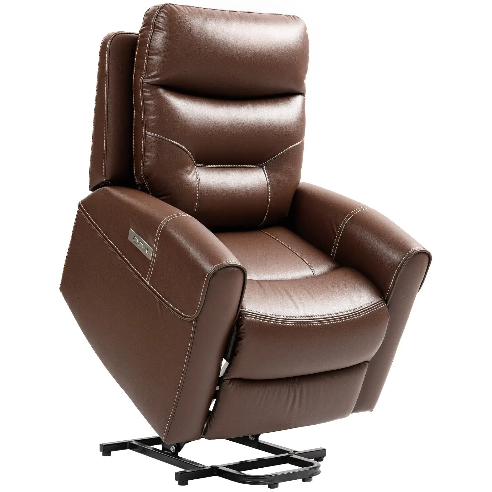 Recliner Chair PU Leather Built - In Footrest w/ USB Port & Remote Control Brown - Home and Garden Furniture Shop - rustic - furniture