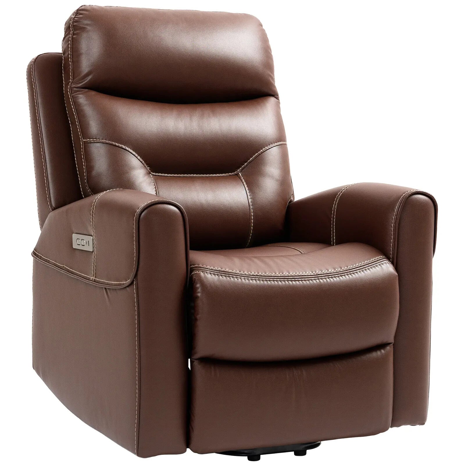 Recliner Chair PU Leather Built - In Footrest w/ USB Port & Remote Control Brown - Home and Garden Furniture Shop - rustic - furniture