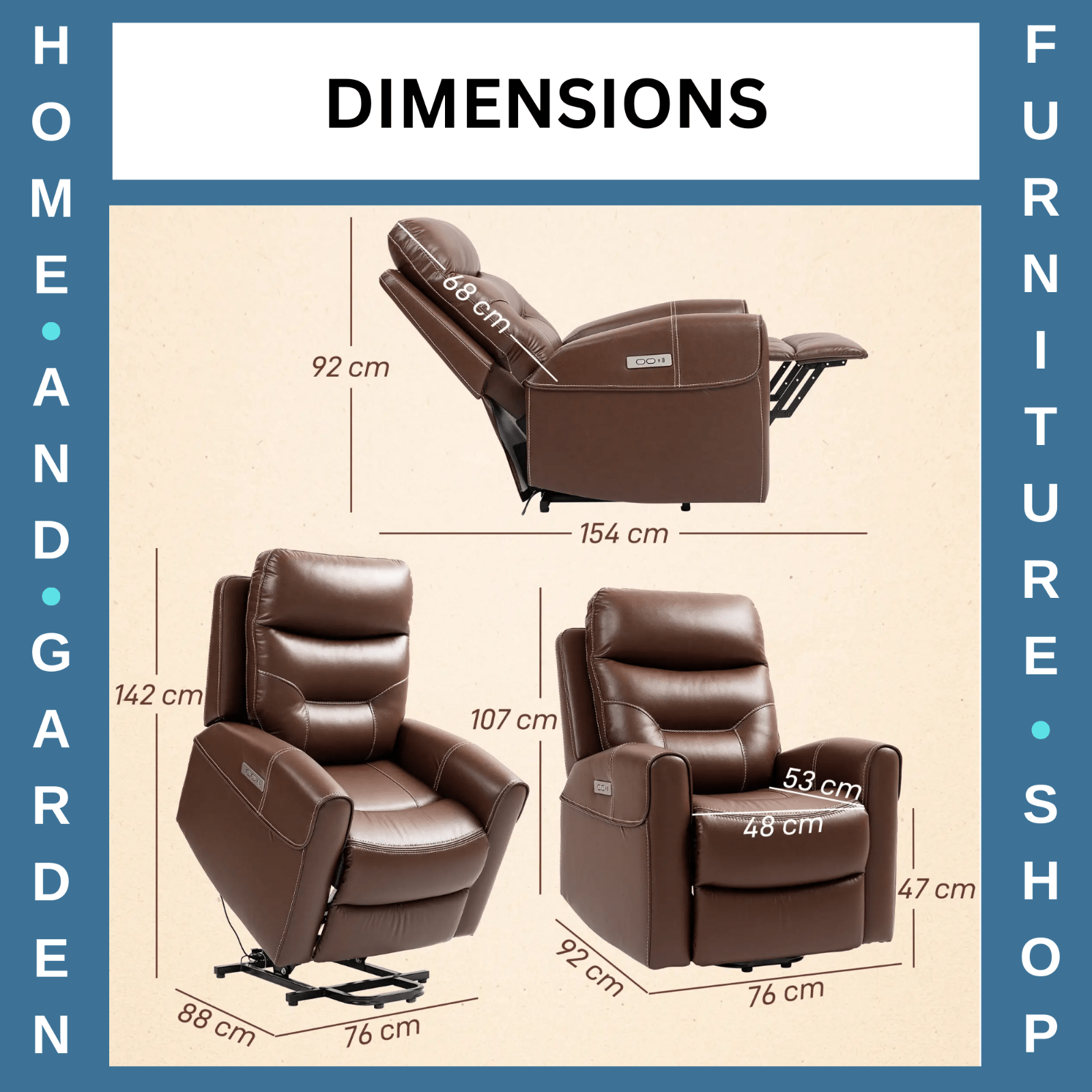 Recliner Chair PU Leather Built - In Footrest w/ USB Port & Remote Control Brown - Home and Garden Furniture Shop - rustic - furniture