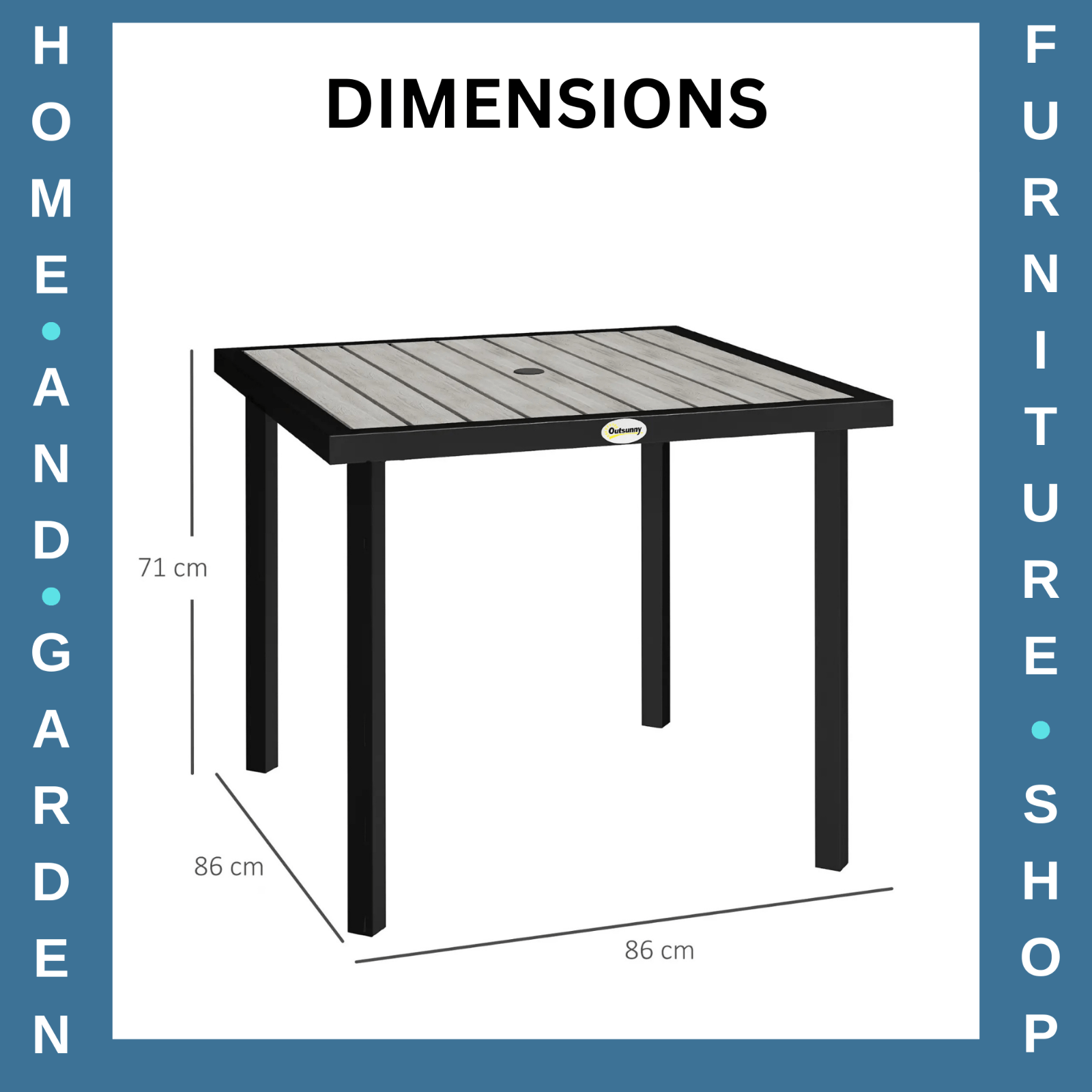 Rectangular Garden Table Seats 4 with 5.4 cm Parasol Hole, Light Grey Frame - Home and Garden Furniture Shop - rustic - furniture