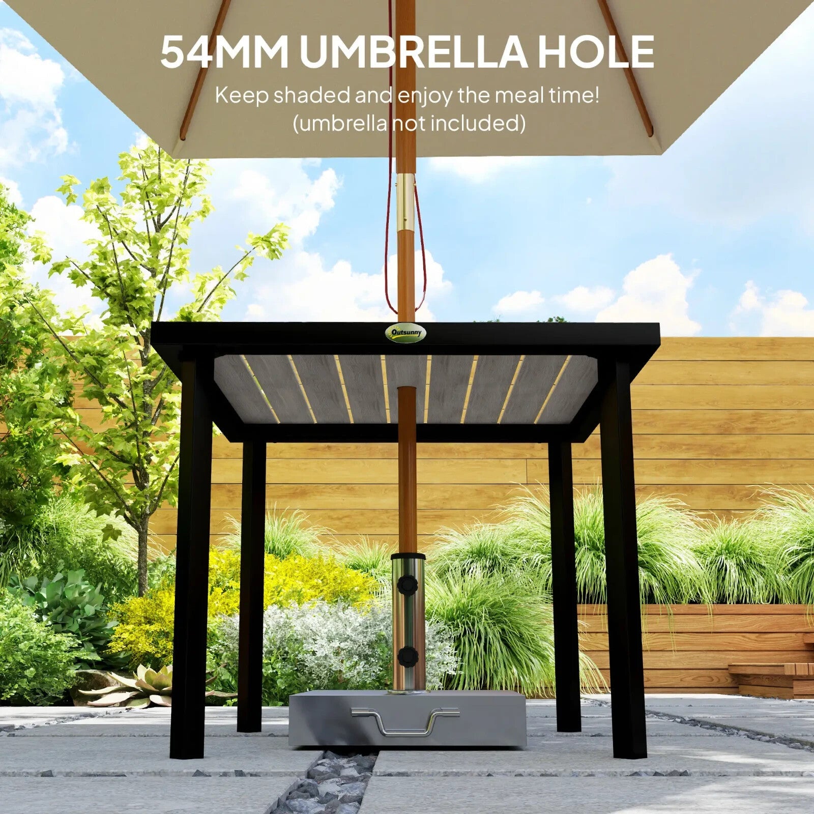 Rectangular Garden Table Seats 4 with 5.4 cm Parasol Hole, Light Grey Frame - Home and Garden Furniture Shop - rustic - furniture