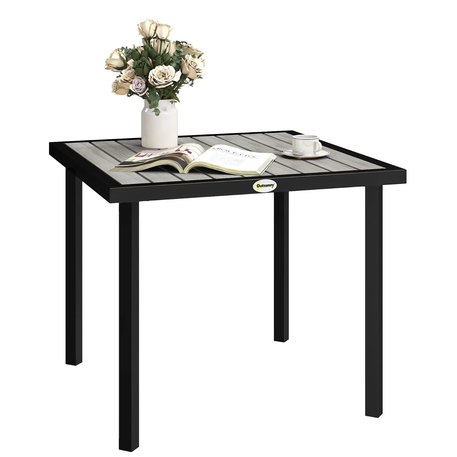 Rectangular Garden Table Seats 4 with 5.4 cm Parasol Hole, Light Grey Frame - Home and Garden Furniture Shop - rustic - furniture