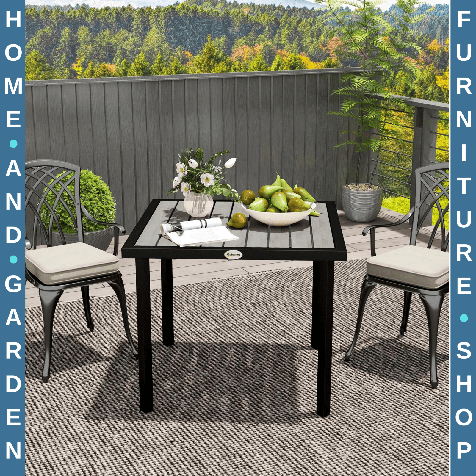 Rectangular Garden Table Seats 4 with 5.4 cm Parasol Hole, Light Grey Frame - Home and Garden Furniture Shop - rustic - furniture