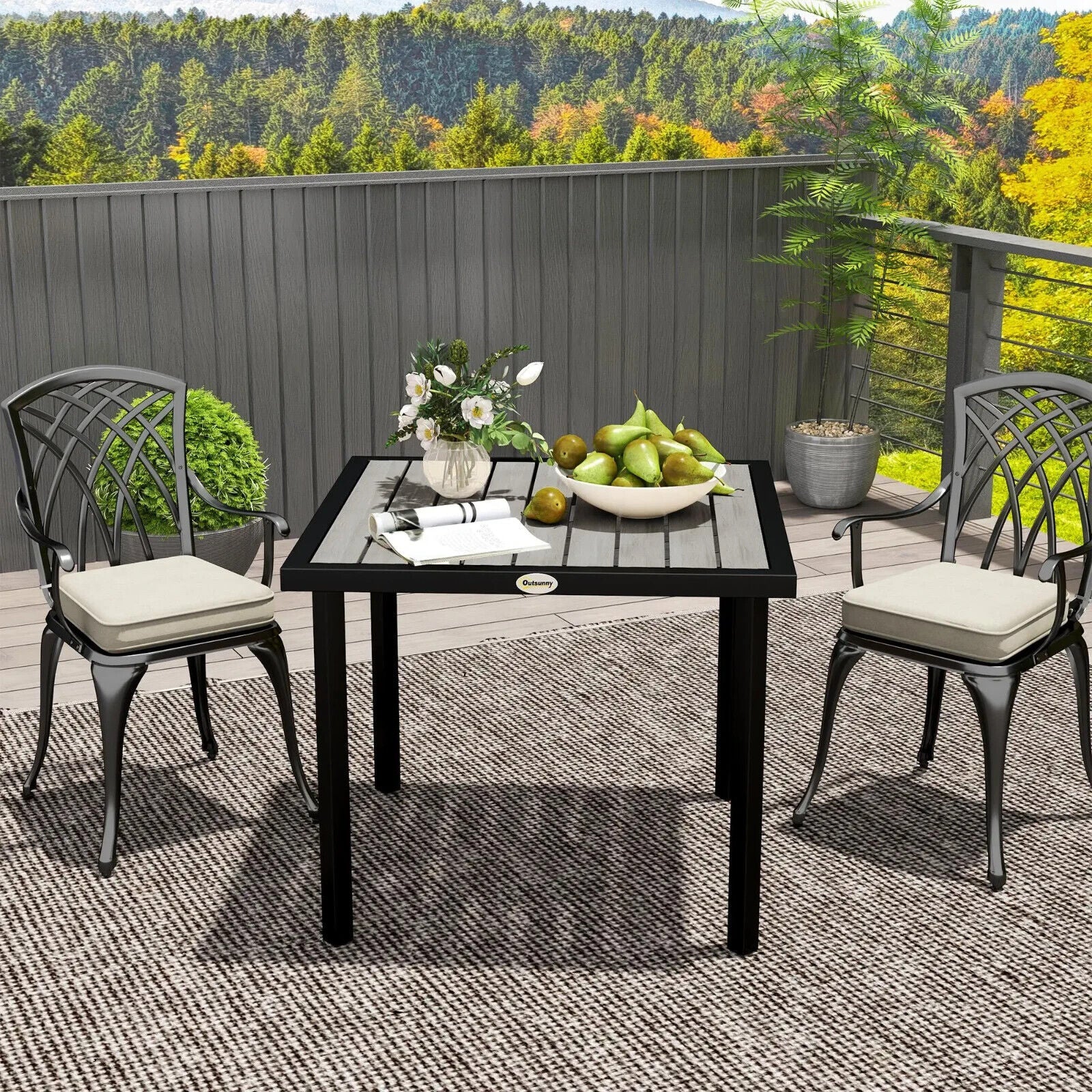 Rectangular Garden Table Seats 4 with 5.4 cm Parasol Hole, Light Grey Frame - Home and Garden Furniture Shop - #rustic - furniture#