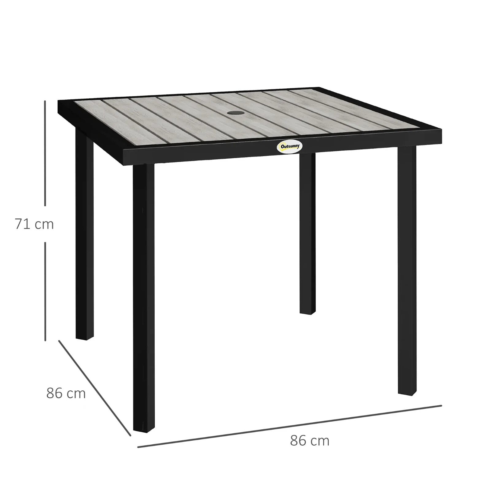 Rectangular Garden Table Seats 4 with 5.4 cm Parasol Hole, Light Grey Frame - Home and Garden Furniture Shop - rustic - furniture