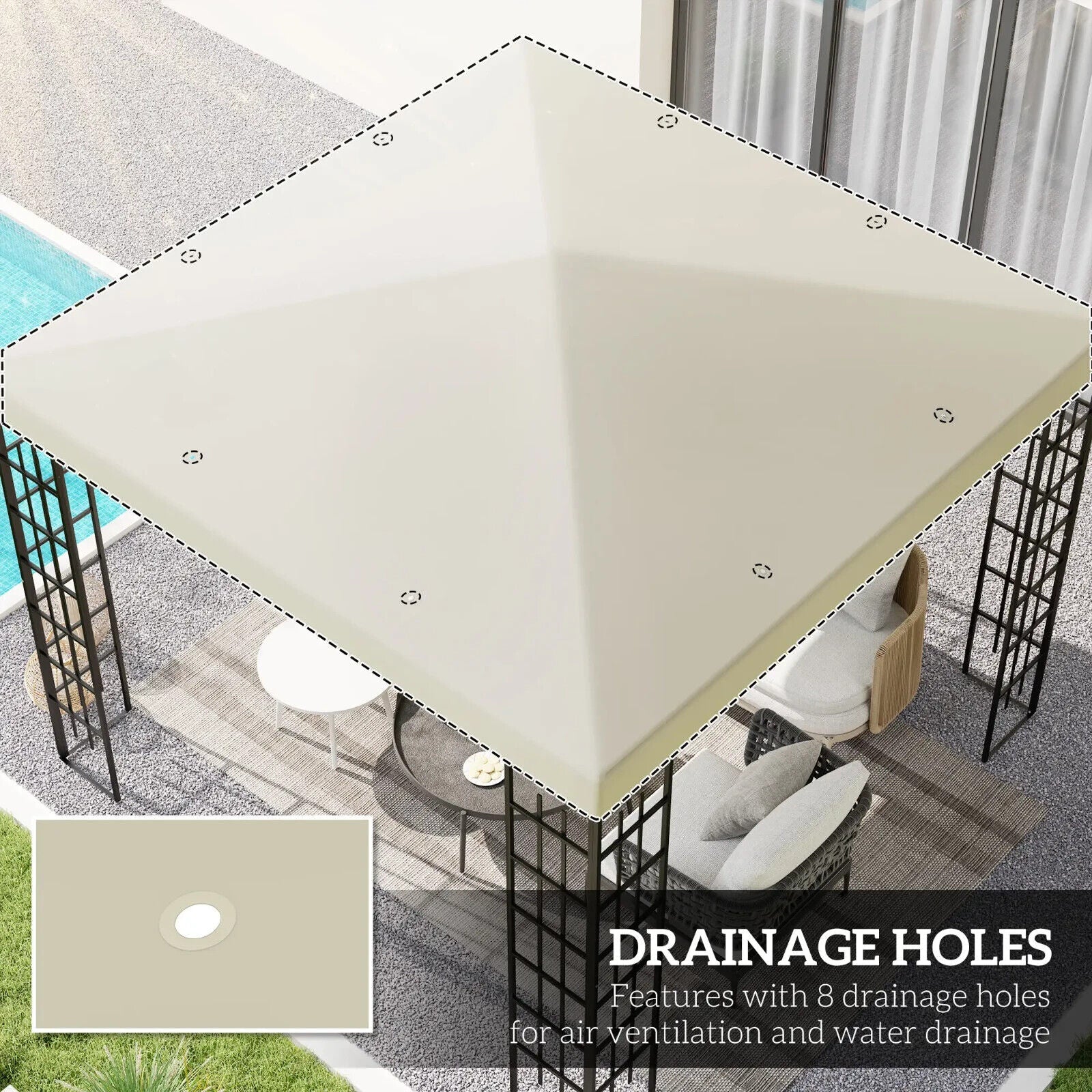 Replacement Gazebo Canopy Cover for 3 x 3m Gazebos UPF30+ Cream White Roof Cover - Home and Garden Furniture Shop - #rustic - furniture#