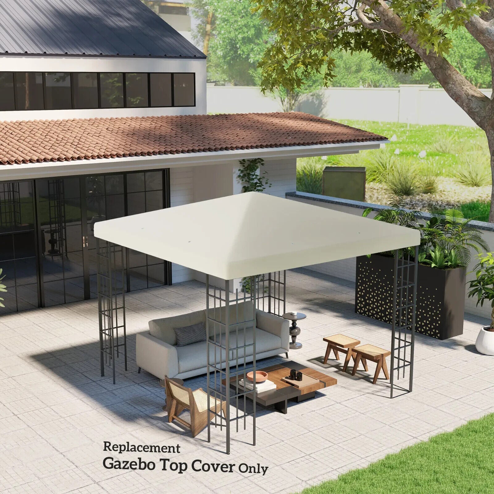Replacement Gazebo Canopy Cover for 3 x 3m Gazebos UPF30+ Cream White Roof Cover - Home and Garden Furniture Shop - #rustic - furniture#