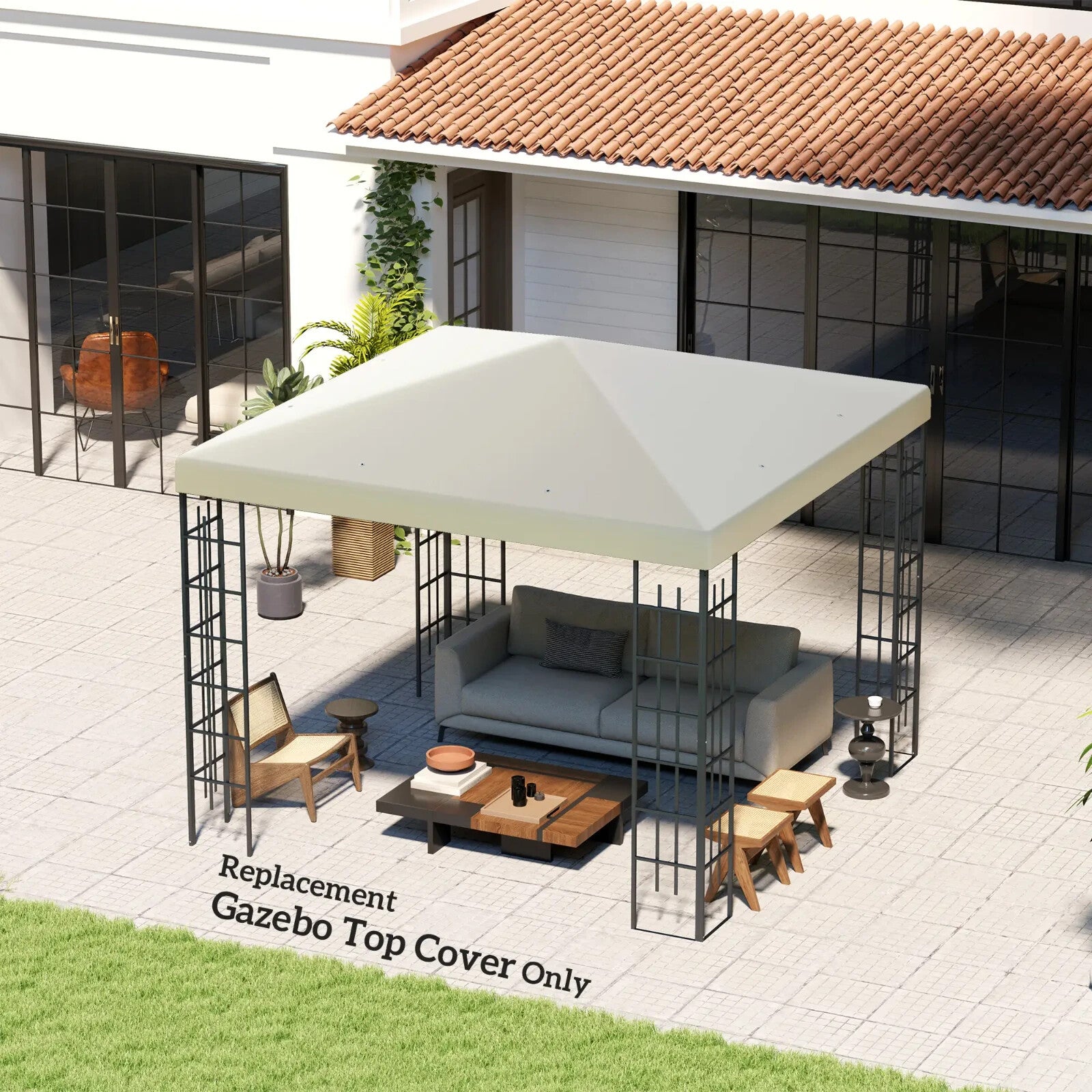 Replacement Gazebo Canopy Cover for 3 x 3m Gazebos UPF30+ Cream White Roof Cover - Home and Garden Furniture Shop - rustic - furniture