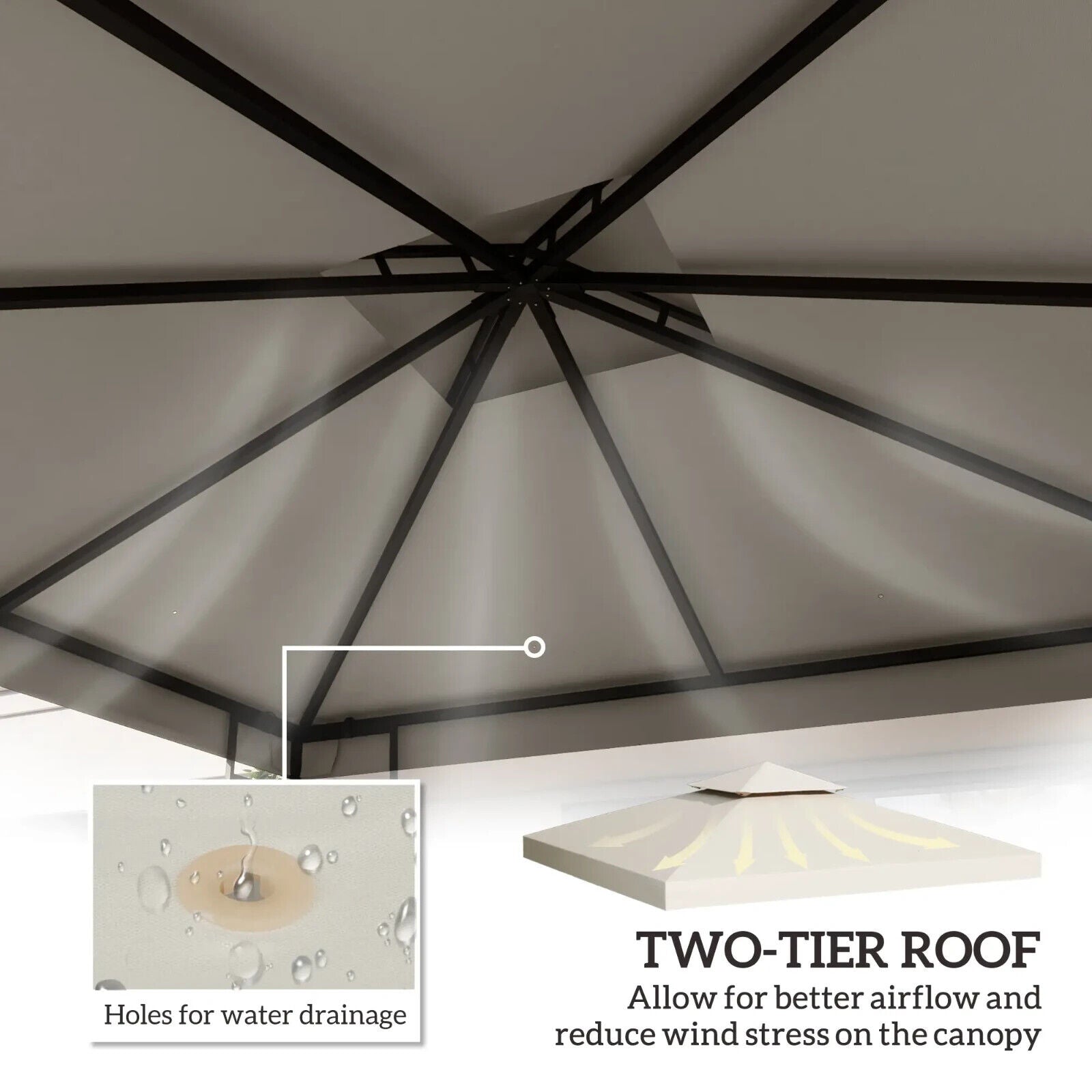 Replacement Gazebo Canopy Roof Garden Hammock 3(m) 2 Tier Top Cover Cream White - Home and Garden Furniture Shop - #rustic - furniture#
