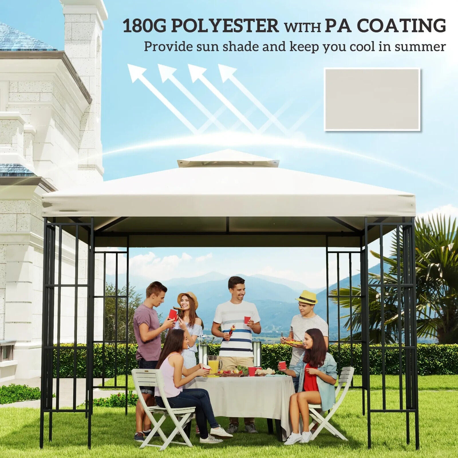 Replacement Gazebo Canopy Roof Garden Hammock 3(m) 2 Tier Top Cover Cream White - Home and Garden Furniture Shop - #rustic - furniture#