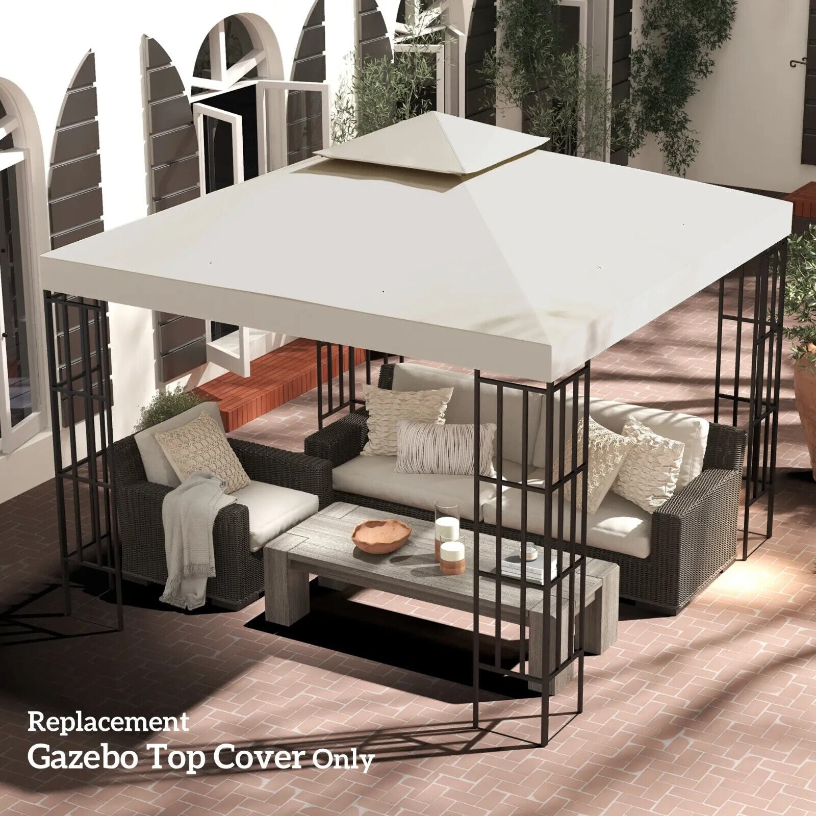 Replacement Gazebo Canopy Roof Garden Hammock 3(m) 2 Tier Top Cover Cream White - Home and Garden Furniture Shop - #rustic - furniture#
