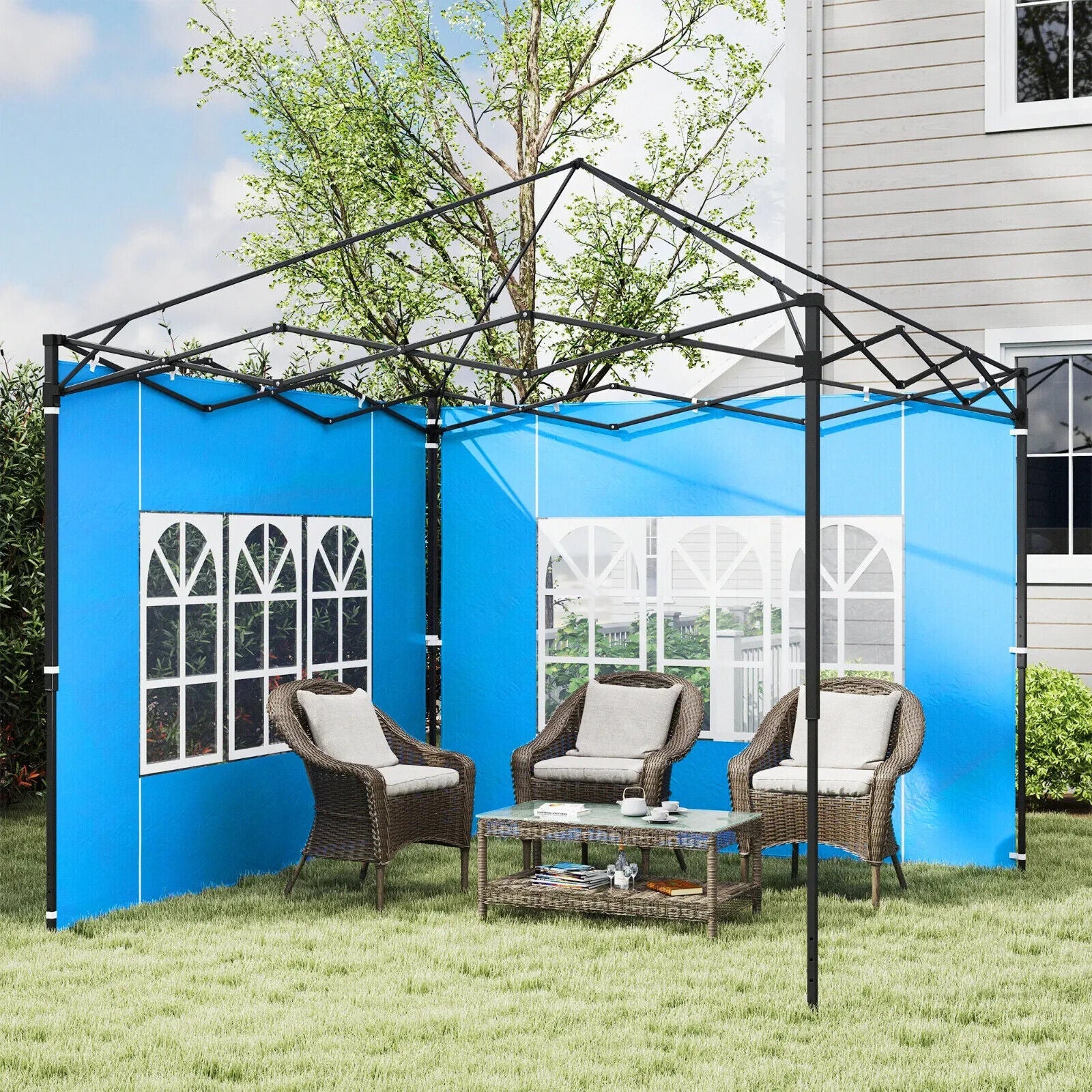 Replacement Gazebo Side Panels for 3x3m or 3x6m Gazebo Walls Canopy 2 Pack Blue - Home and Garden Furniture Shop - #rustic - furniture#
