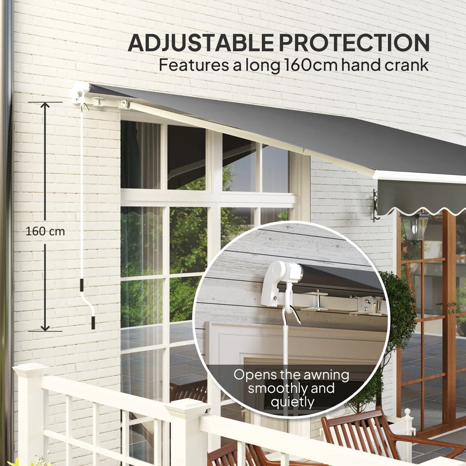 Retractable Awning 3 x 2.5m Garden Patio Canopy Sun Shade Shelter Crank Handle - Home and Garden Furniture Shop - #rustic - furniture#