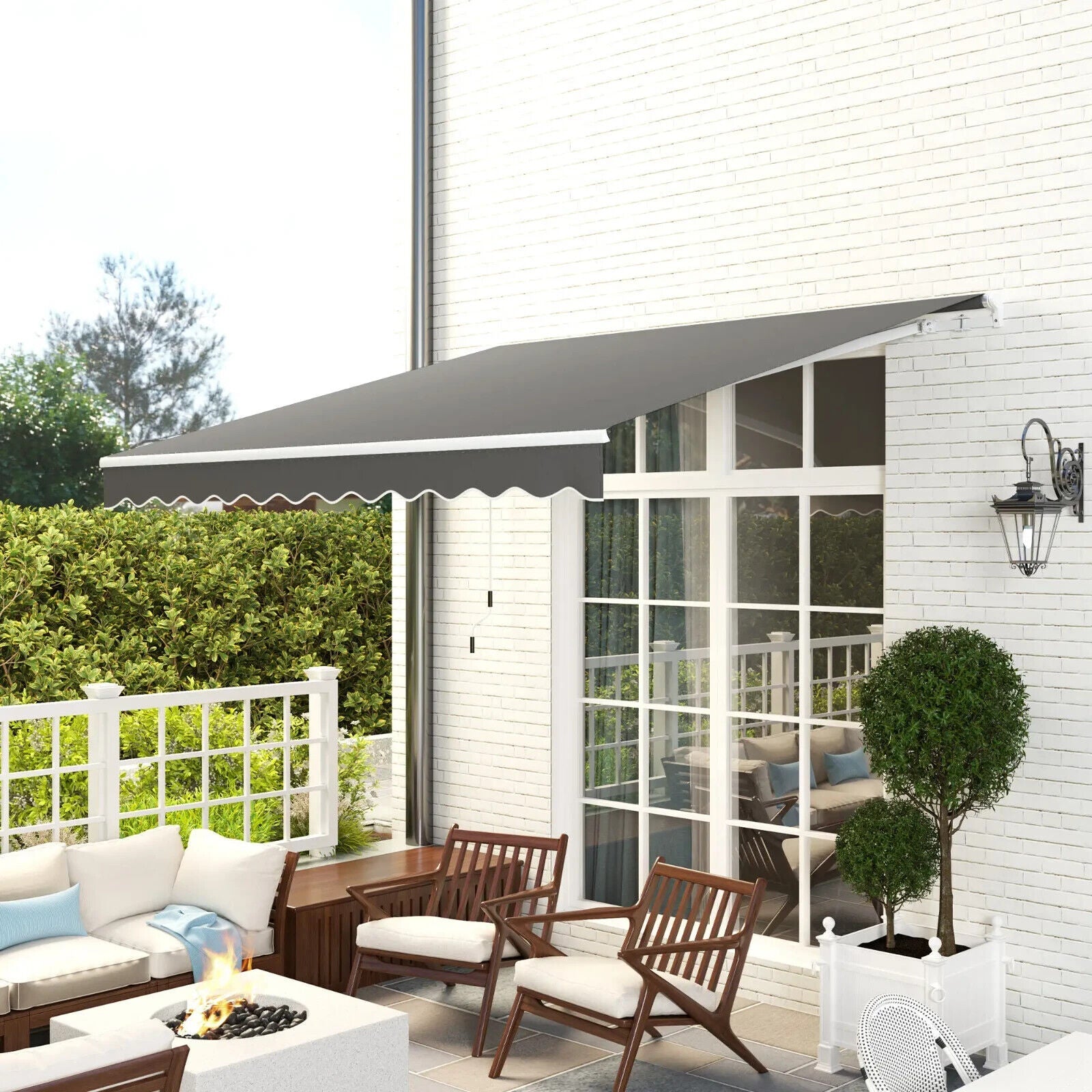 Retractable Awning 3 x 2.5m Garden Patio Canopy Sun Shade Shelter Crank Handle - Home and Garden Furniture Shop - #rustic - furniture#
