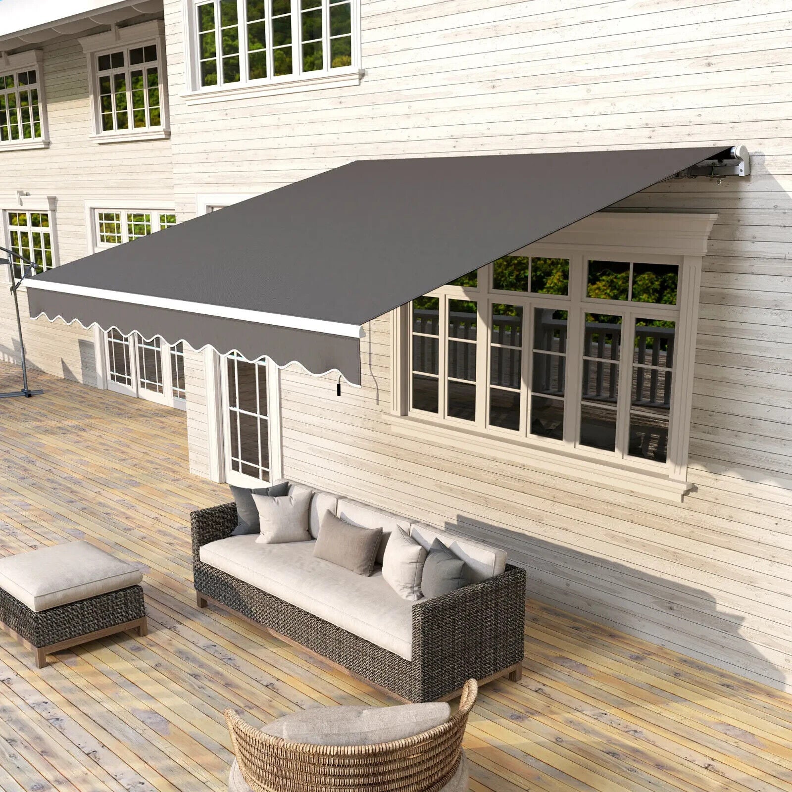 Retractable Awning 3 x 2.5m Garden Patio Canopy Sun Shade Shelter Crank Handle - Home and Garden Furniture Shop - #rustic - furniture#