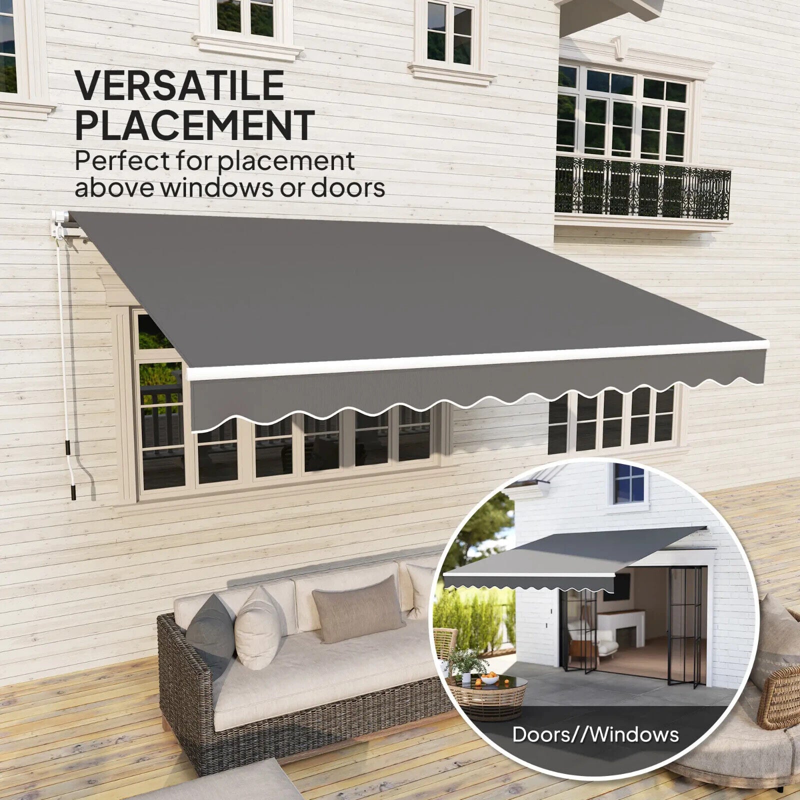 Retractable Awning 3 x 2.5m Garden Patio Canopy Sun Shade Shelter Crank Handle - Home and Garden Furniture Shop - #rustic - furniture#