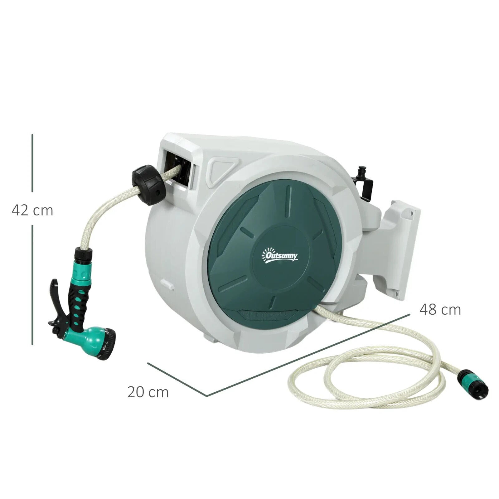 Retractable Hose Reel Wall Mounted 20 Plus 2 m Garden Hose Pipe w/ Lock&Nozzle - Home and Garden Furniture Shop - #rustic - furniture#