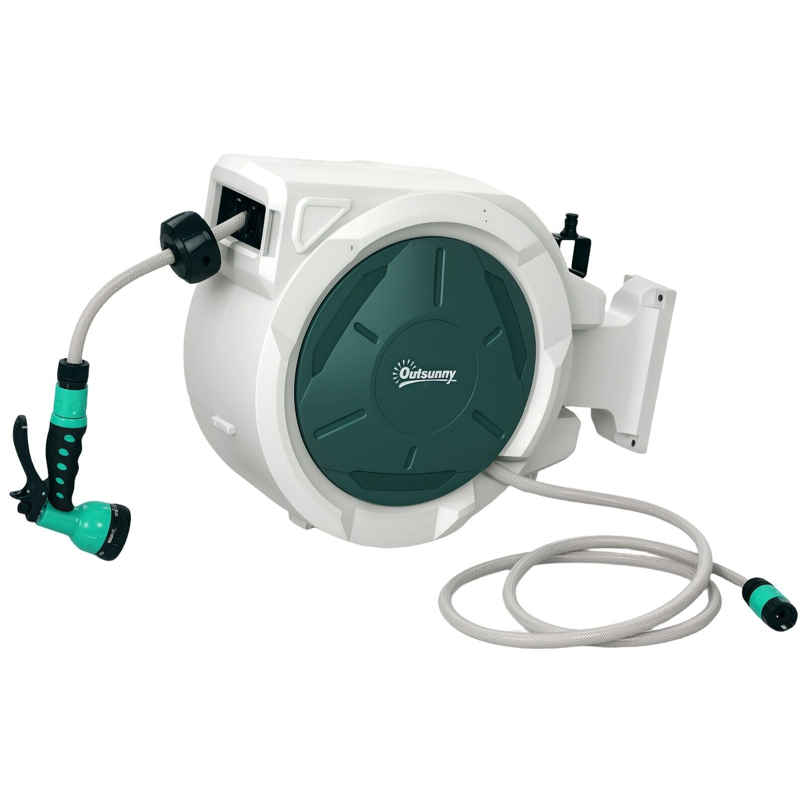 Retractable Hose Reel Wall Mounted 20 Plus 2 m Garden Hose Pipe w/ Lock&Nozzle - Home and Garden Furniture Shop - #rustic - furniture#