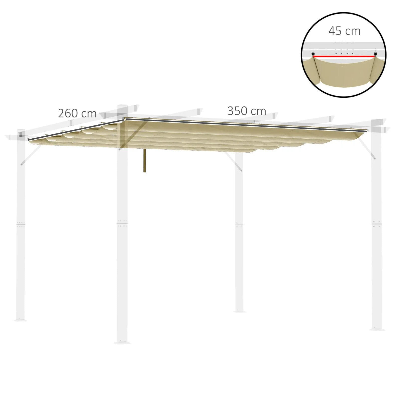 Retractable Pergola Canopy Replacement Roof Sun Shelter Water Resistant Beige - Home and Garden Furniture Shop - rustic - furniture