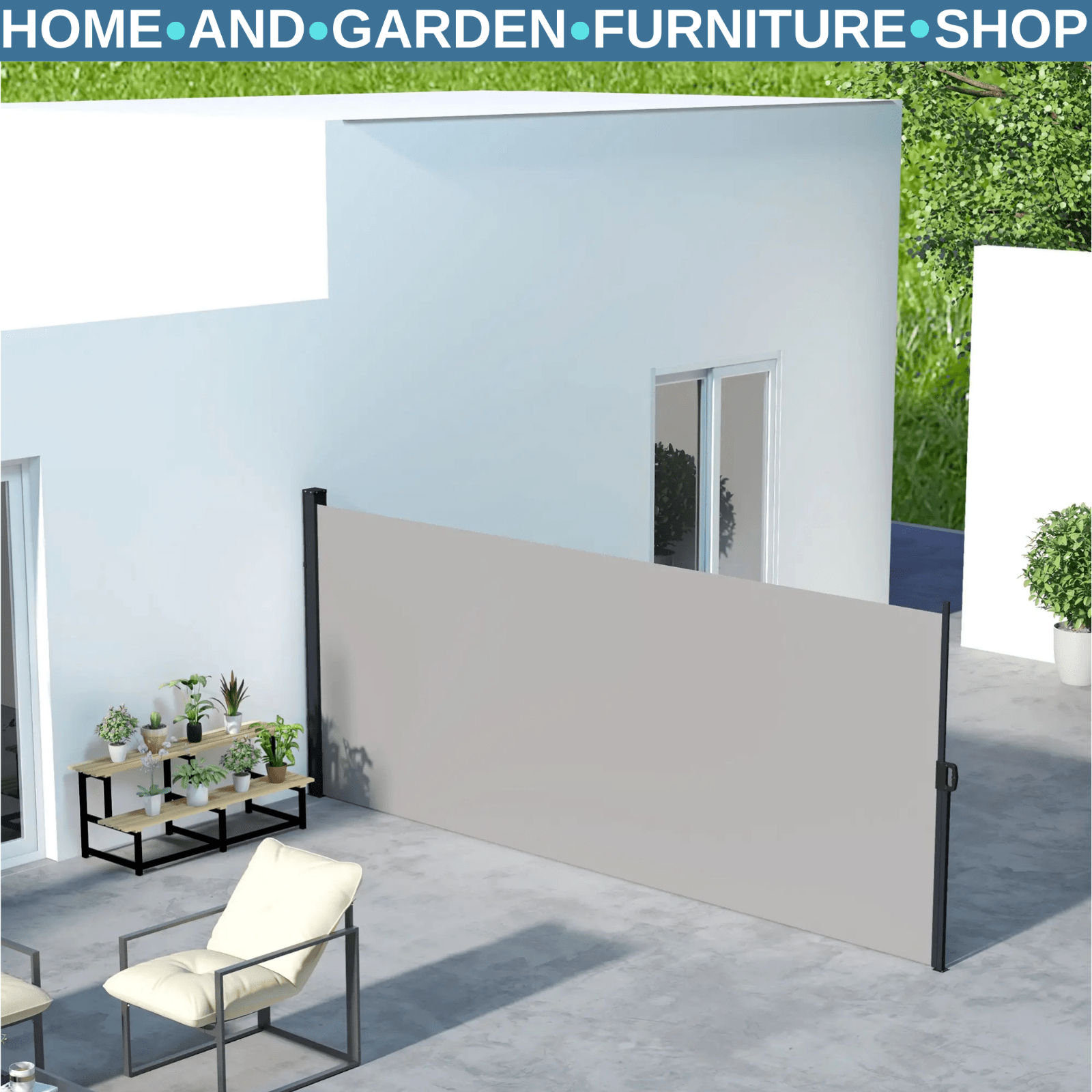 Retractable Side Awning Privacy Screen 400 x 180cm for Garden Balcony Terrace - Home and Garden Furniture Shop - rustic - furniture