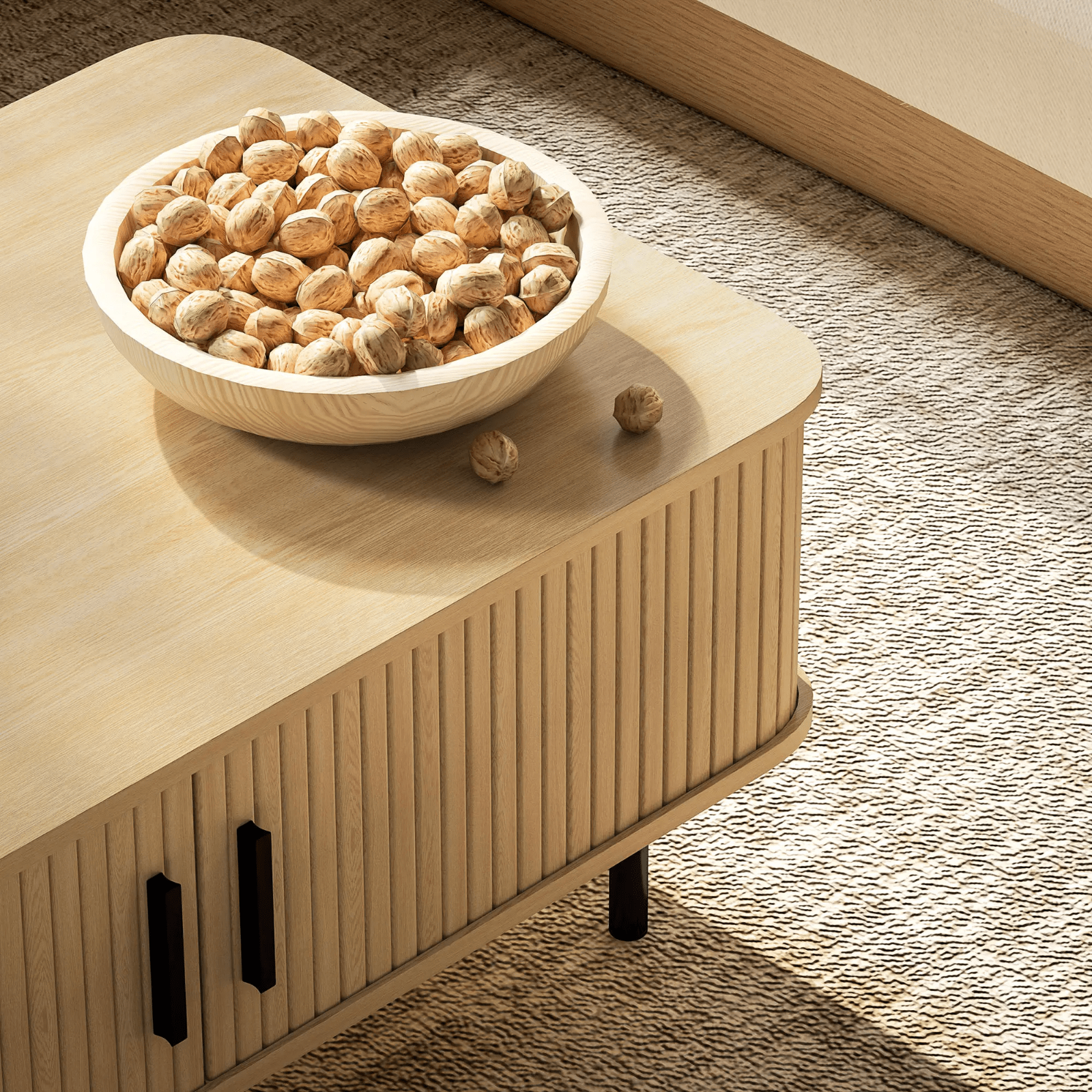 Retro Coffee Table with Storage Oak Wood Style Living Room Side Table Metal Legs - Home and Garden Furniture Shop - rustic - furniture