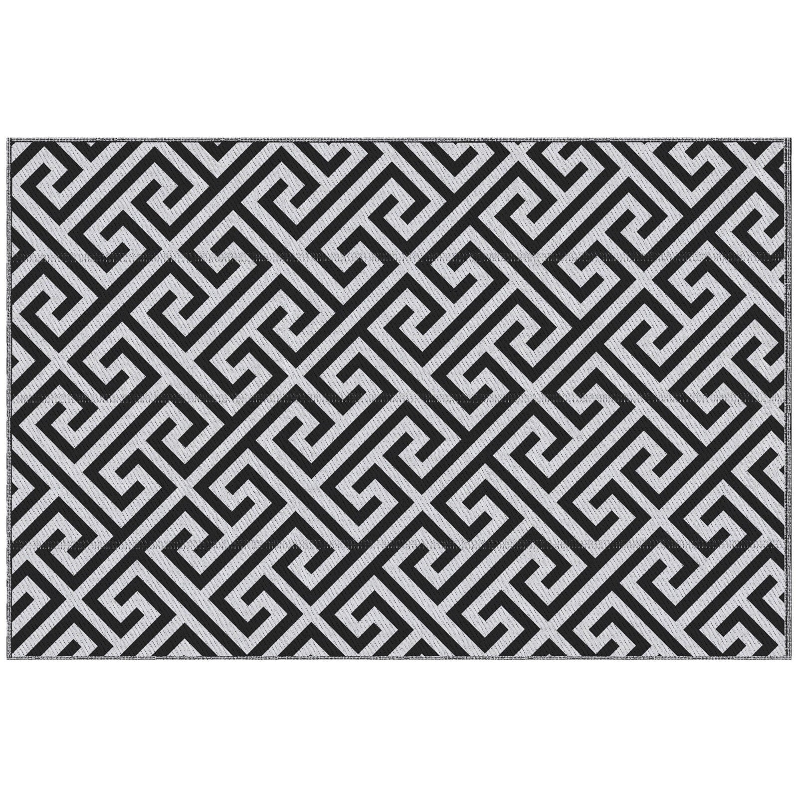 Reversible Mat Rug Durable Space - Saving Foldable Design Camping Black/White - Home and Garden Furniture Shop - rustic - furniture