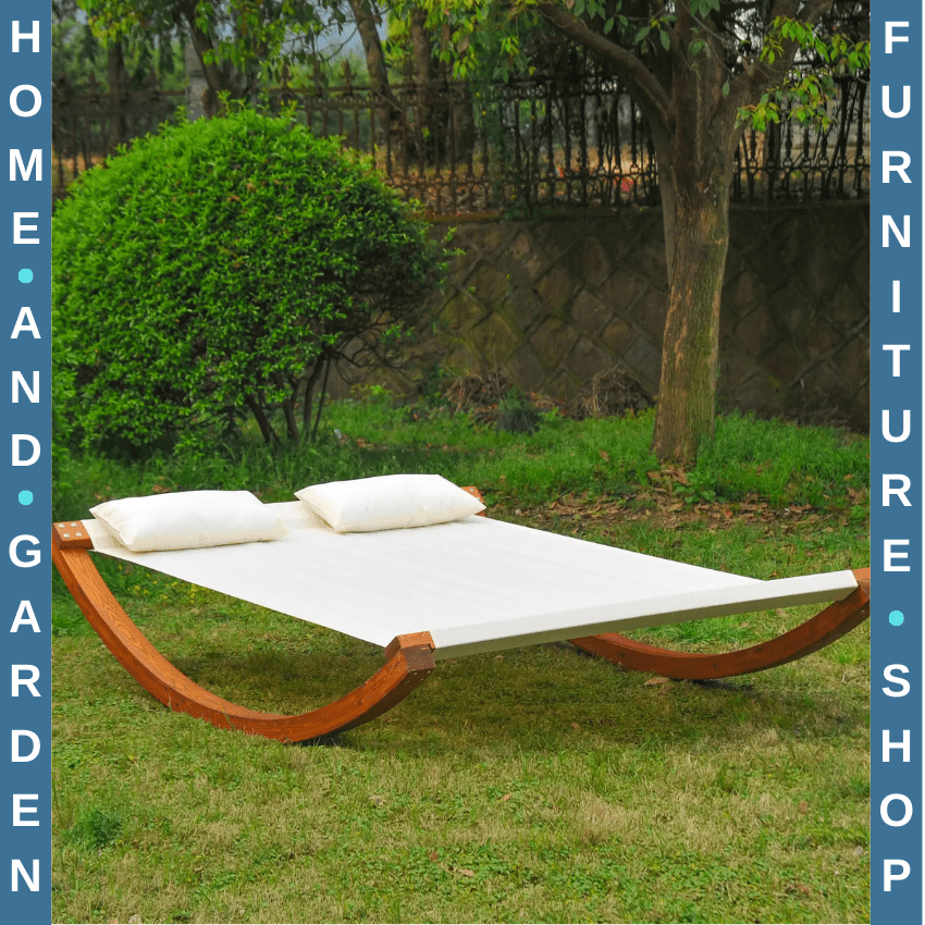 Rocking Bed Sun Lounger Garden Bed Hammock Style Wooden Frame Chair White - Home and Garden Furniture Shop - rustic - furniture