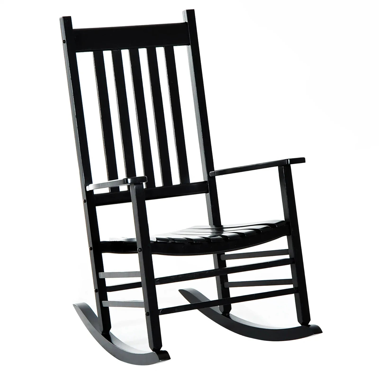 Rocking Chair UV Resistant with Slatted Backrest, Armrests & Wide Seat Black - Home and Garden Furniture Shop - rustic - furniture