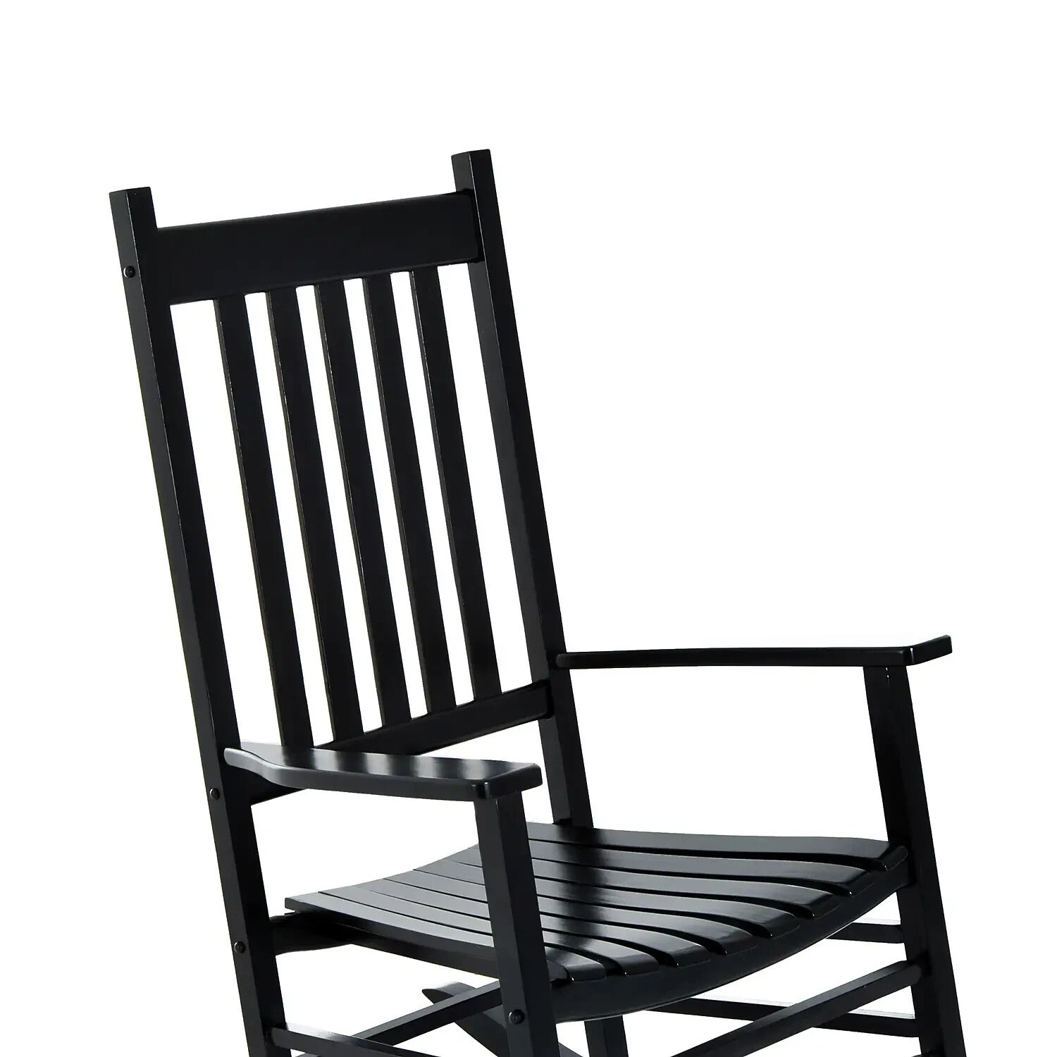 Rocking Chair UV Resistant with Slatted Backrest, Armrests & Wide Seat Black - Home and Garden Furniture Shop - rustic - furniture