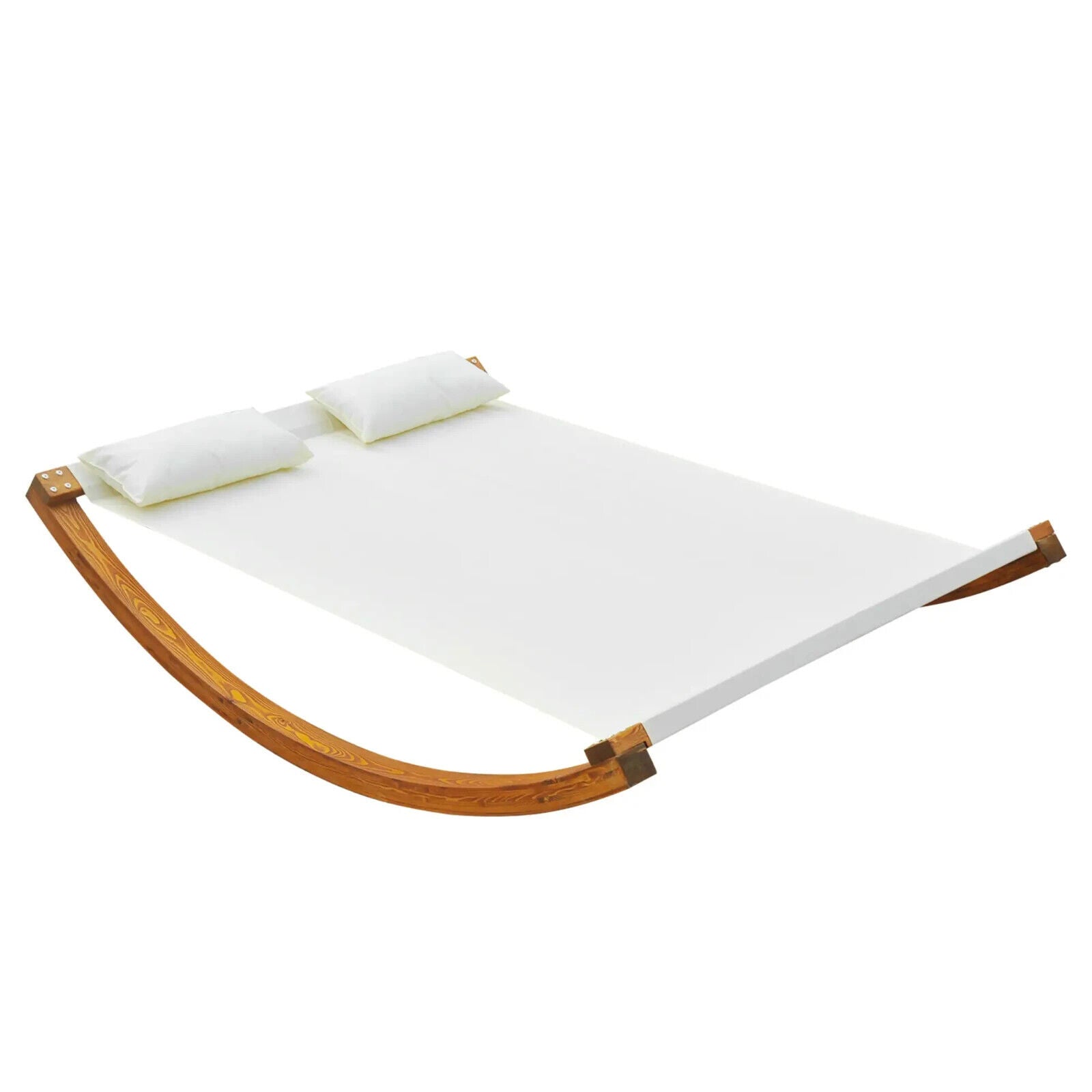 Rocking Double Sun Lounger with Wooden Frame Outdoor Garden Daybed White - Home and Garden Furniture Shop - #rustic - furniture#