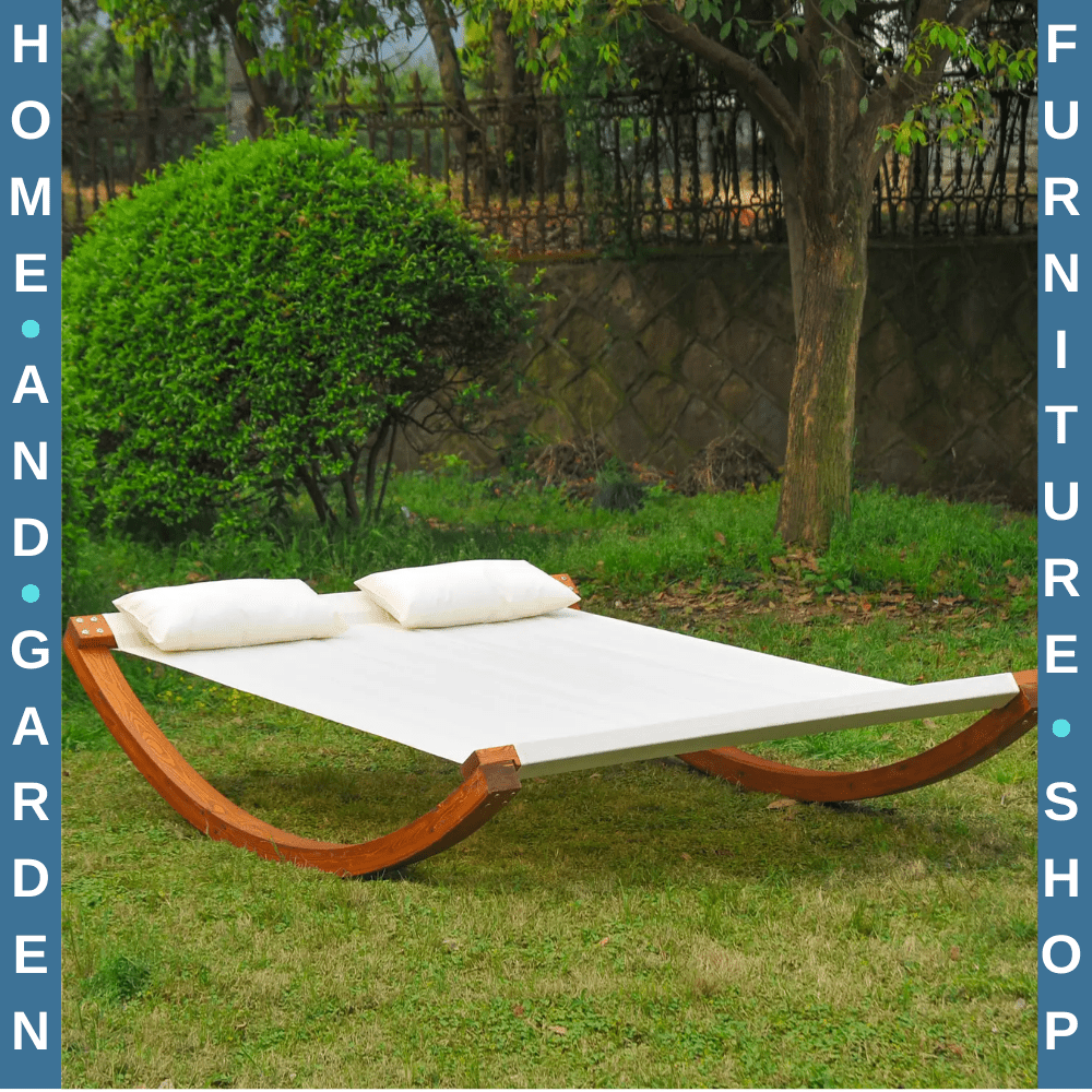 Rocking Double Sun Lounger with Wooden Frame Outdoor Garden Daybed White - Home and Garden Furniture Shop - #rustic - furniture#