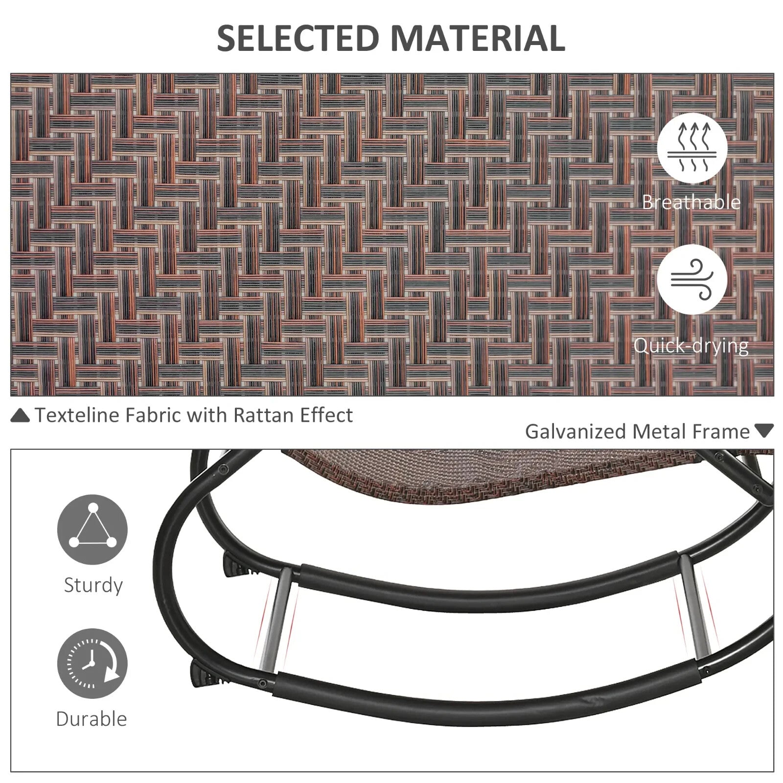 Rocking Sun Lounger Zero Gravity Chair Recliner Seat with Padded Pillow Brown - Home and Garden Furniture Shop - rustic - furniture