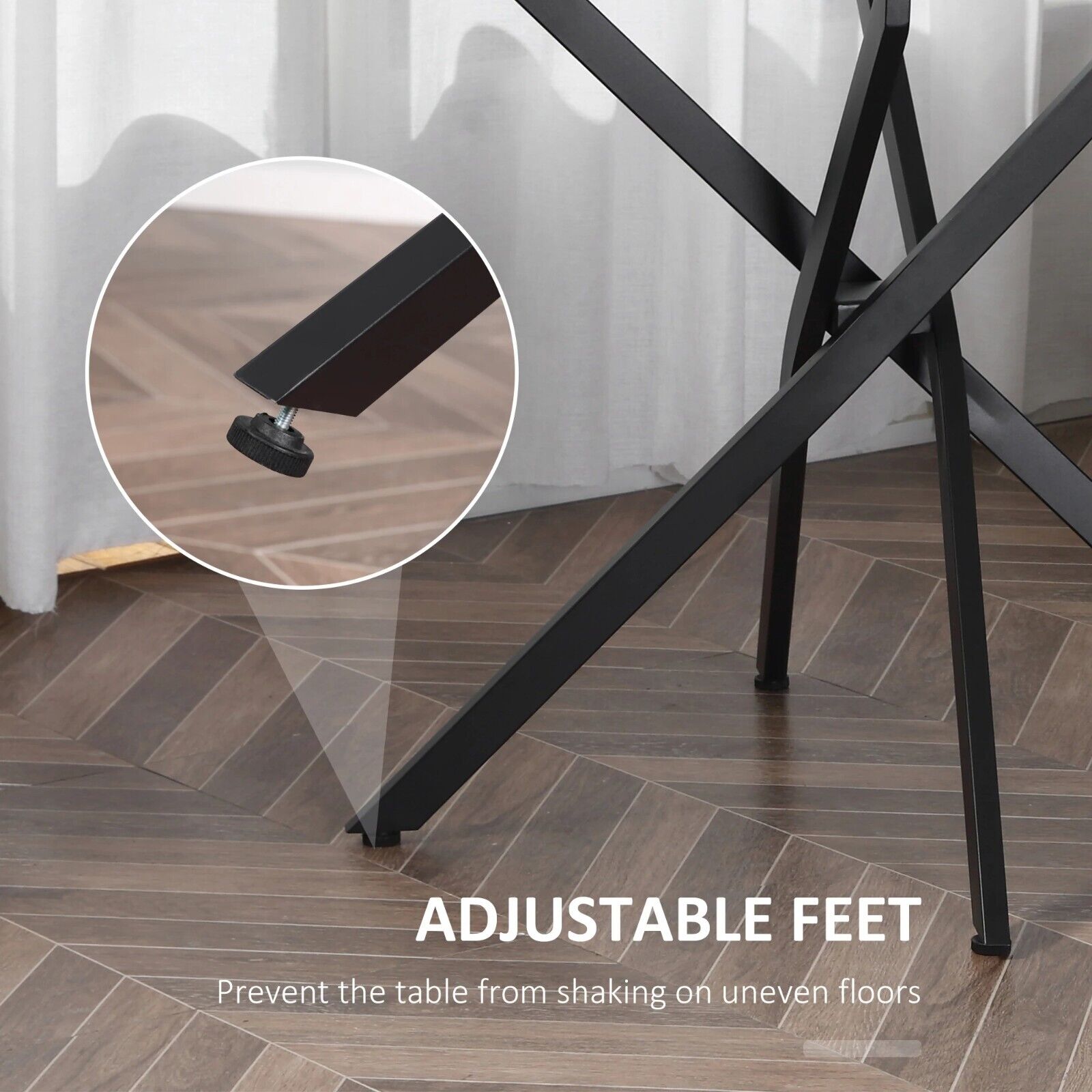 Round Glass Dining Table Metal Legs Black Small Kitchen Breakfast Side Table - Home and Garden Furniture Shop - rustic - furniture