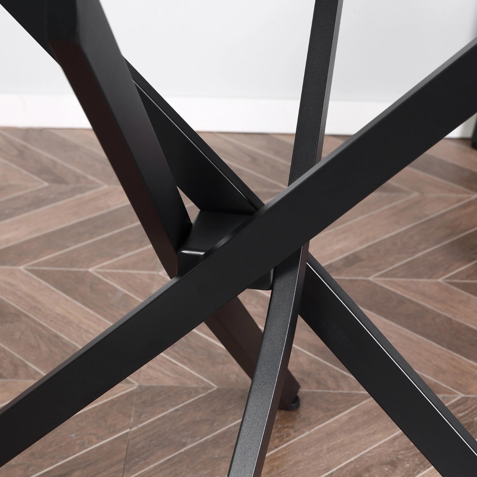 Round Glass Dining Table Metal Legs Black Small Kitchen Breakfast Side Table - Home and Garden Furniture Shop - rustic - furniture