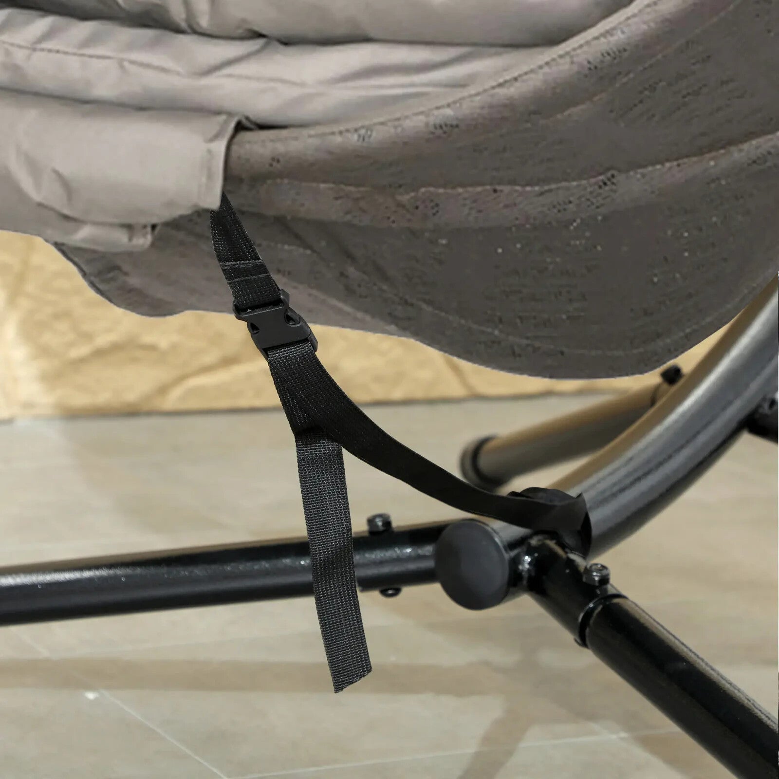 Round Hanging Egg Chair with Steel Frame Garden Swing Basket Seat with Stand - Home and Garden Furniture Shop - rustic - furniture