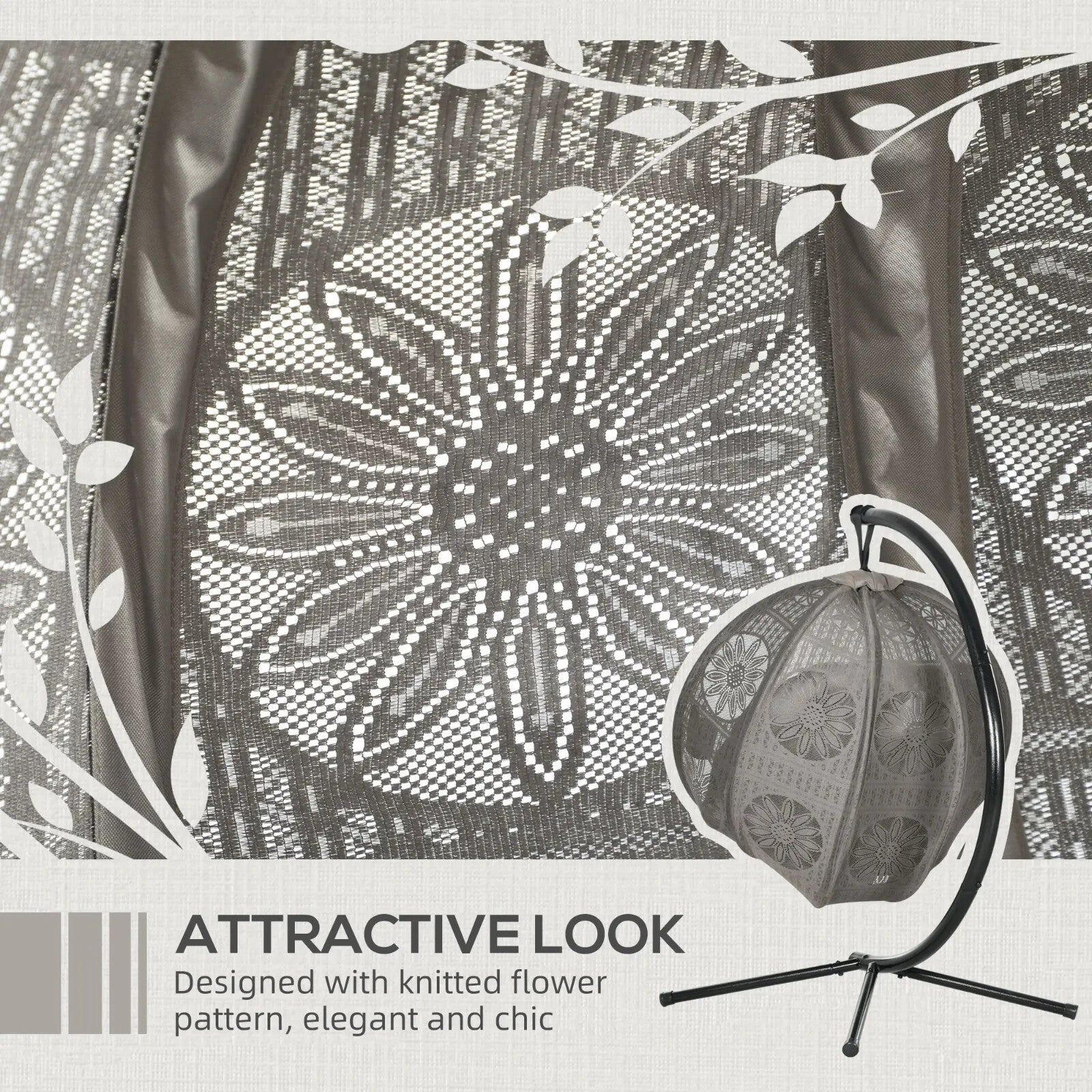 Round Hanging Egg Chair with Steel Frame Garden Swing Basket Seat with Stand - Home and Garden Furniture Shop - rustic - furniture