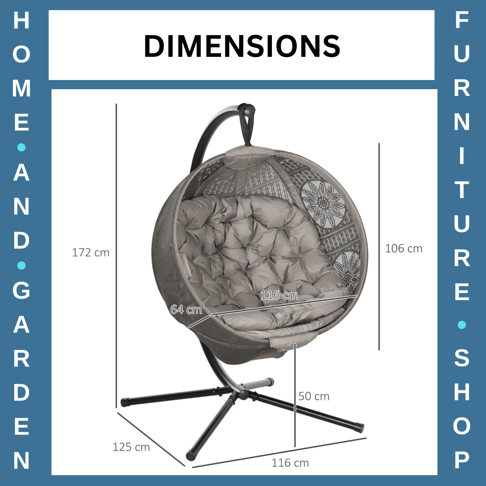 Round Hanging Egg Chair with Steel Frame Garden Swing Basket Seat with Stand - Home and Garden Furniture Shop - rustic - furniture