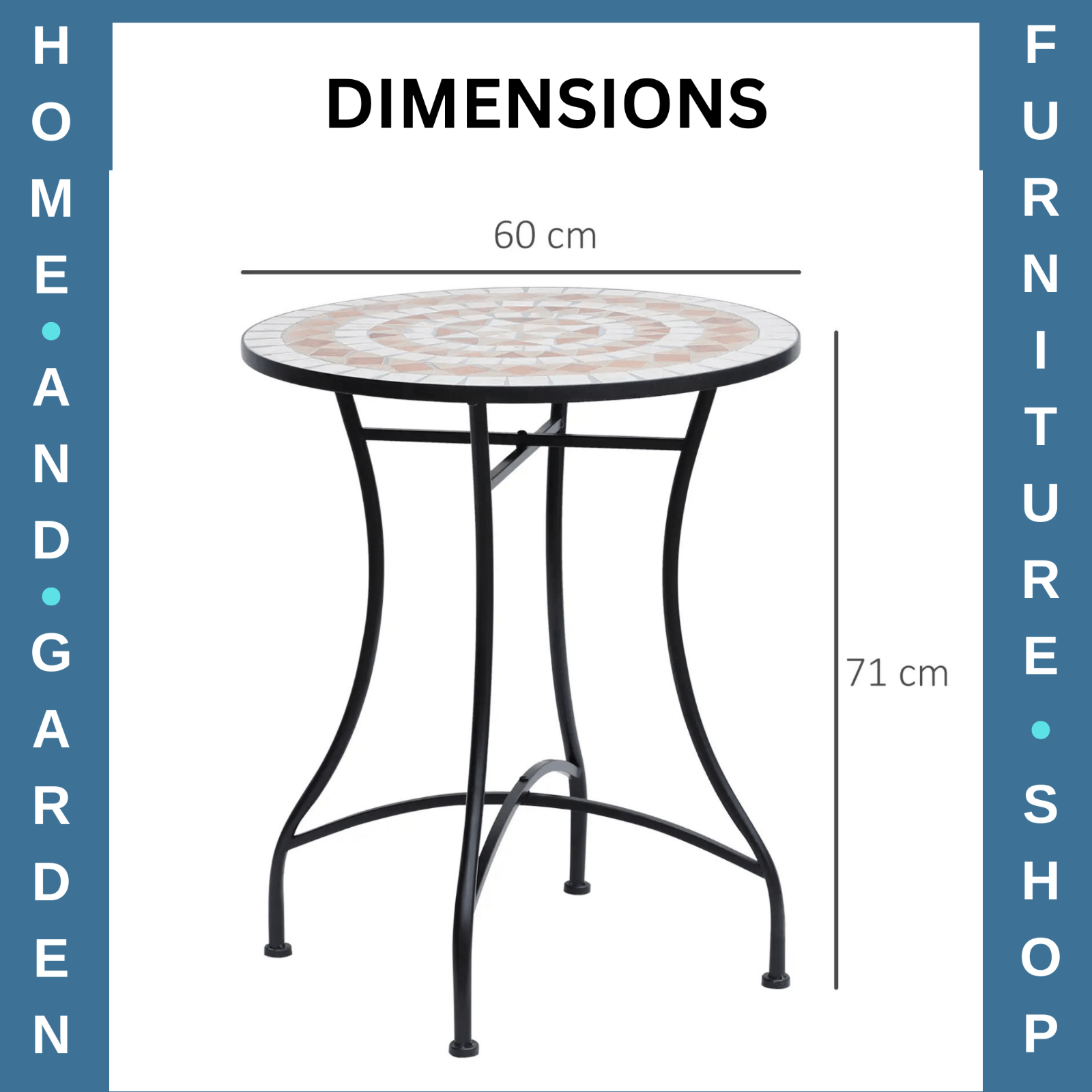 Round Mosaic Ceramic Bistro Table for Garden Patio Side Bar Furniture Table - Home and Garden Furniture Shop - rustic - furniture