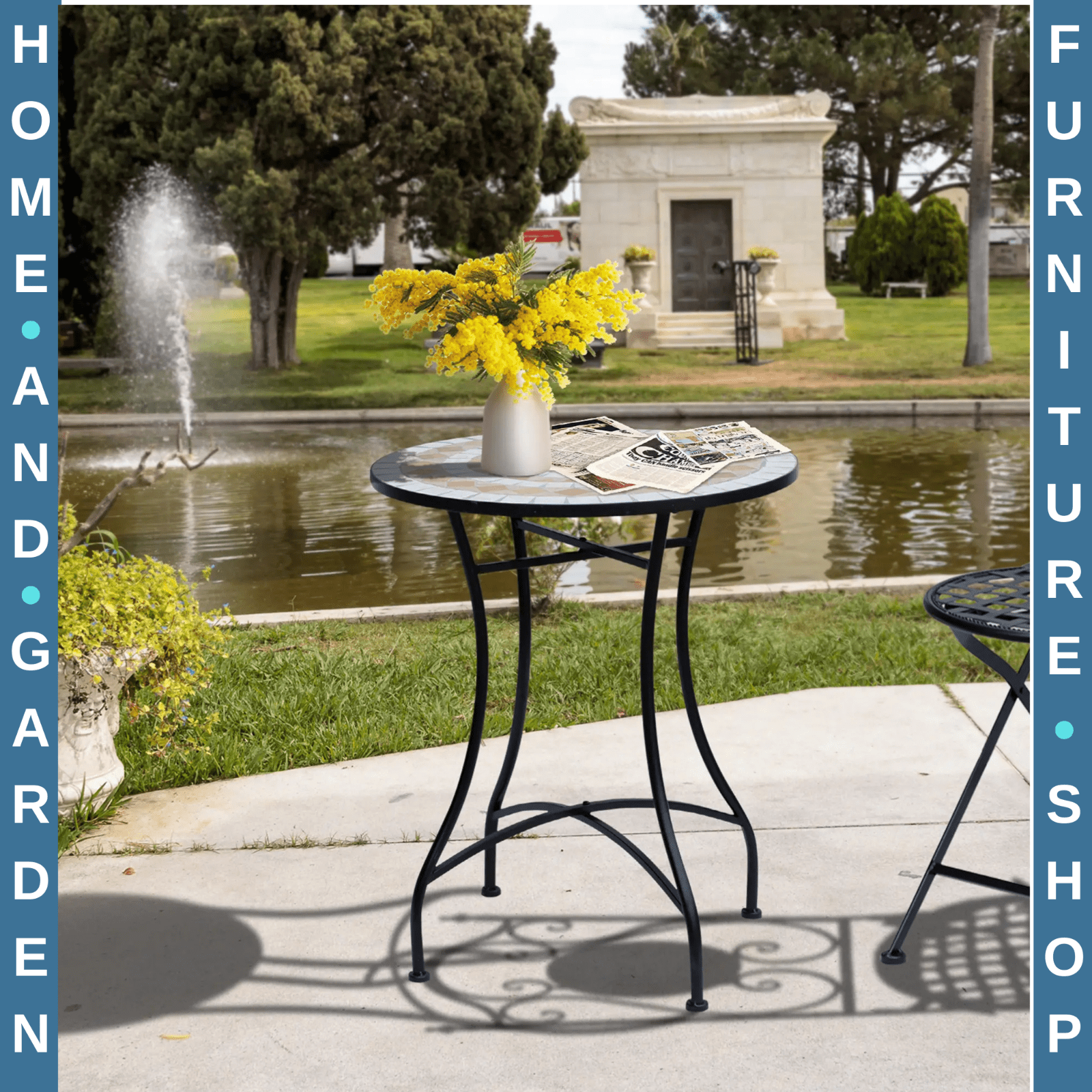 Round Mosaic Ceramic Bistro Table for Garden Patio Side Bar Furniture Table - Home and Garden Furniture Shop - rustic - furniture