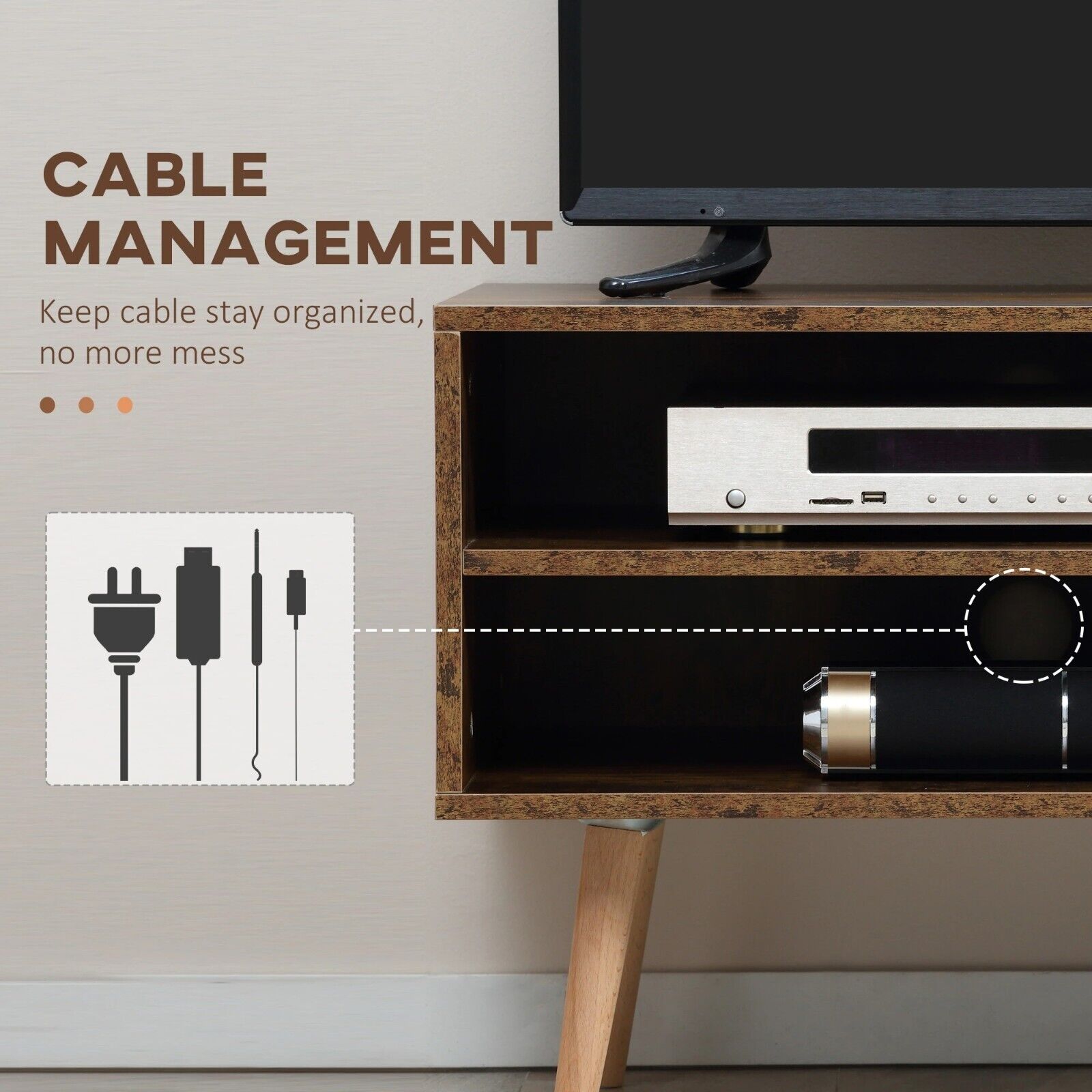 Rustic Brown TV Unit Cabinet 55 Inch Industrial TV Stand Retro Cupboard Shelves - Home and Garden Furniture Shop - rustic - furniture