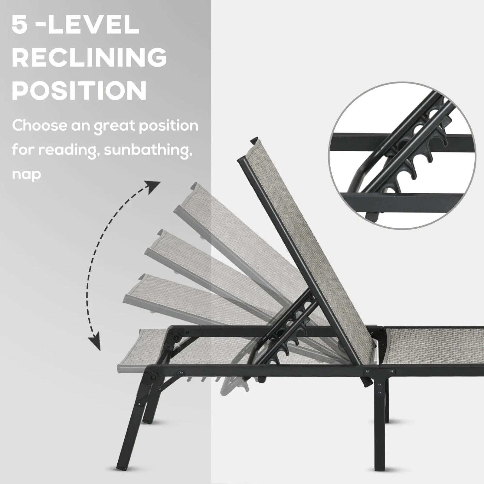 Set 2 Foldable Sun Loungers Patio Recliners with 5 Position Adjustable Backrest - Home and Garden Furniture Shop - #rustic - furniture#