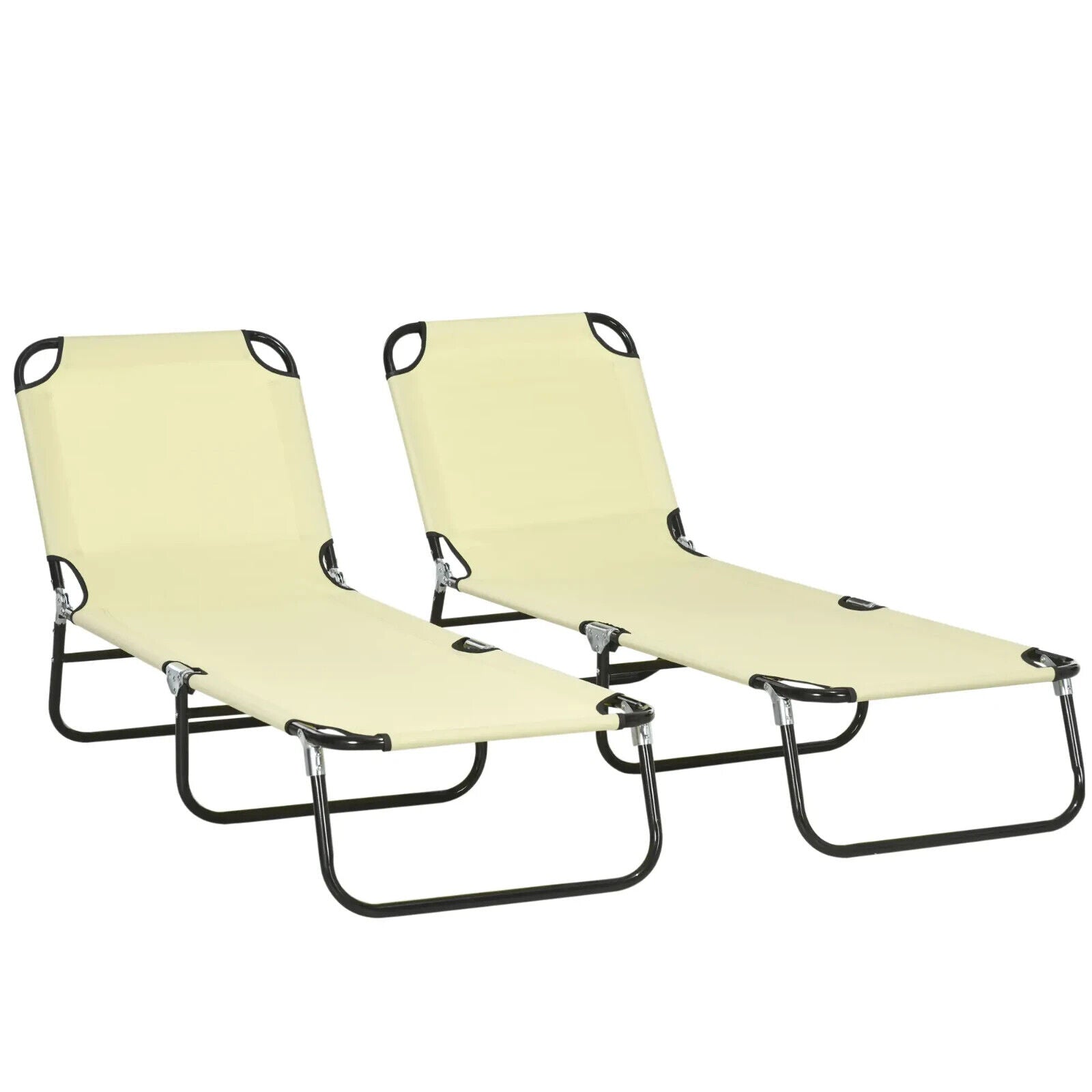 Set 2 Folding Sun Lounger Outdoor Day Bed w/ Adjustable Backrest Garden Recliner - Home and Garden Furniture Shop - #rustic - furniture#
