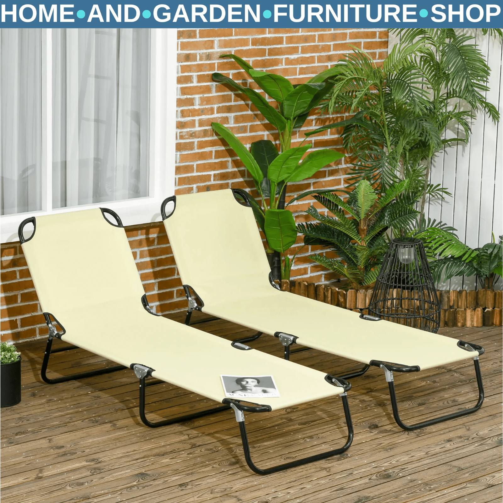 Set 2 Folding Sun Lounger Outdoor Day Bed w/ Adjustable Backrest Garden Recliner - Home and Garden Furniture Shop - #rustic - furniture#