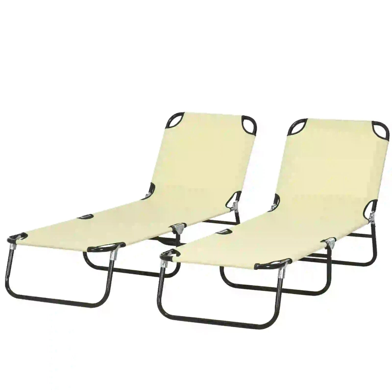 Set 2 Folding Sun Lounger Outdoor Day Bed w/ Adjustable Backrest Garden Recliner - Home and Garden Furniture Shop - #rustic - furniture#