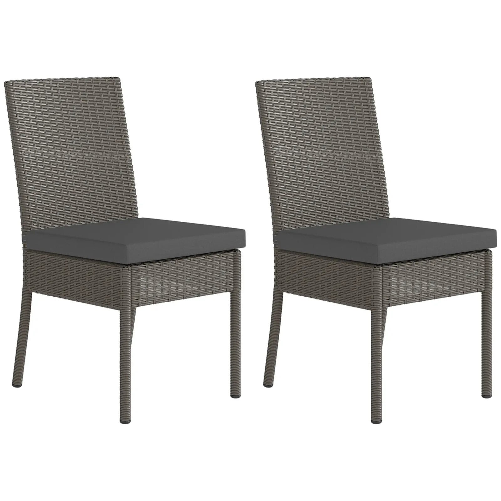 Set of 2 Armless Rattan Garden Chairs Patio Seating Wicker for Garden Furniture - Home and Garden Furniture Shop - rustic - furniture