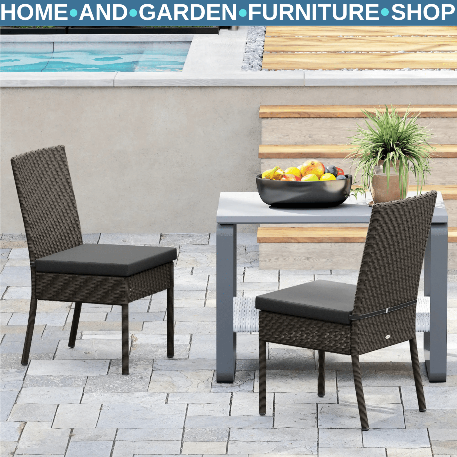 Set of 2 Armless Rattan Garden Chairs Patio Seating Wicker for Garden Furniture - Home and Garden Furniture Shop - rustic - furniture