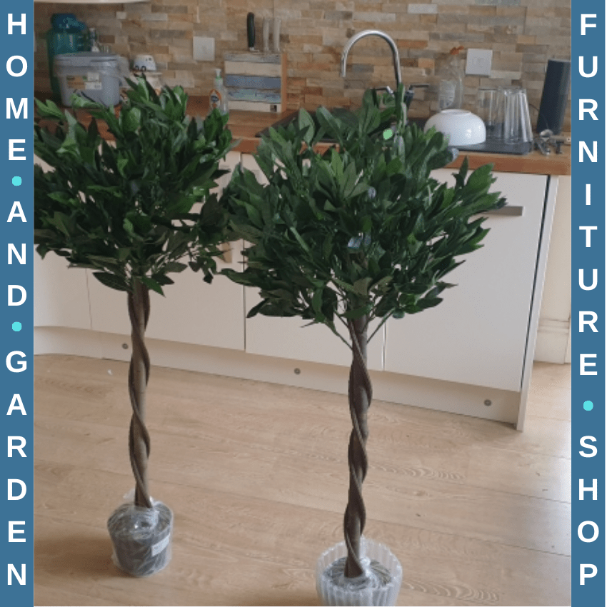 Set of 2 Artificial Bay Laurel Topiary Trees in Pots 120cm for Indoor Use Green - Home and Garden Furniture Shop - rustic - furniture
