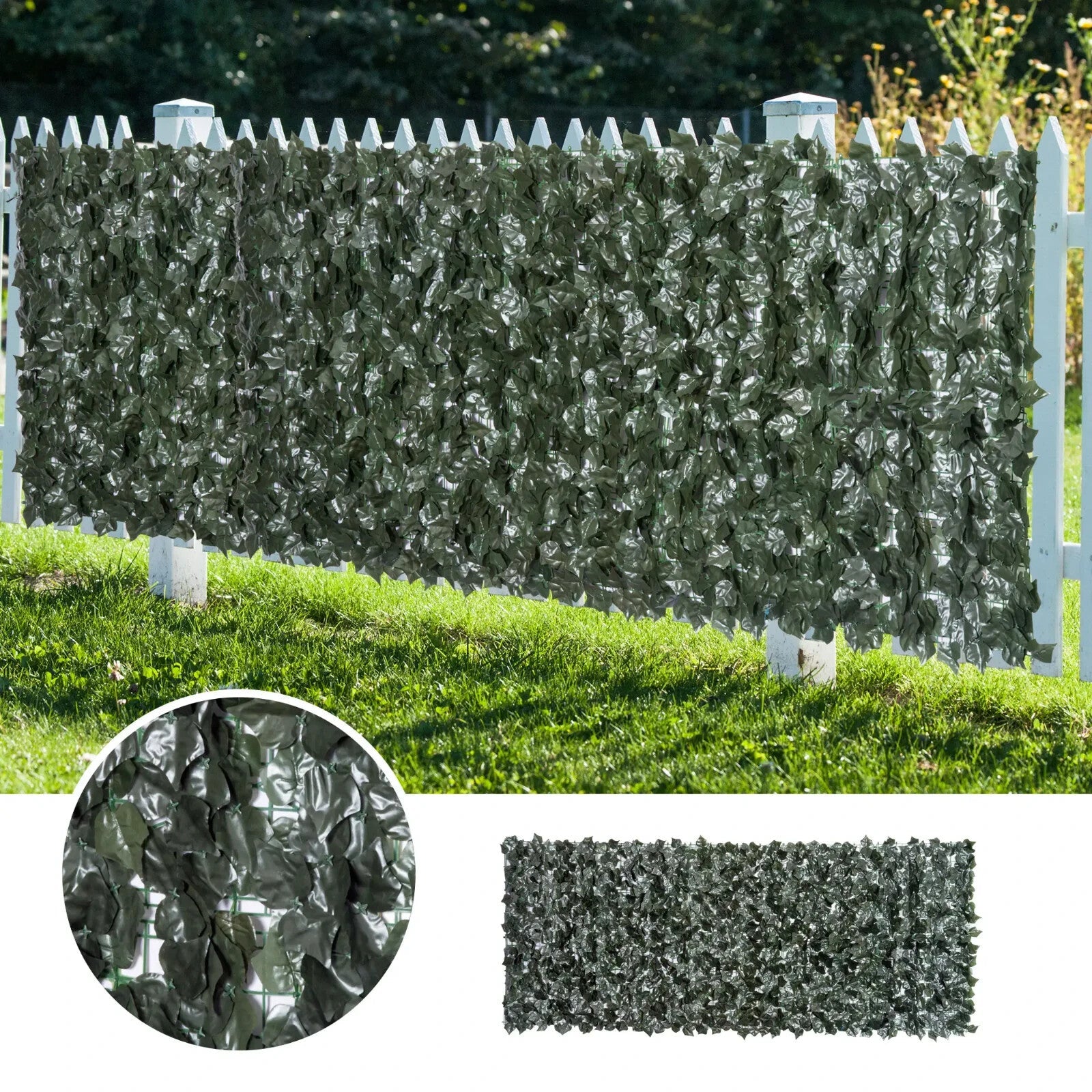 Set of 2 Artificial Leaf Hedge Screen Privacy Fence Panels 3 x 1.5m Garden Use - Home and Garden Furniture Shop - rustic - furniture