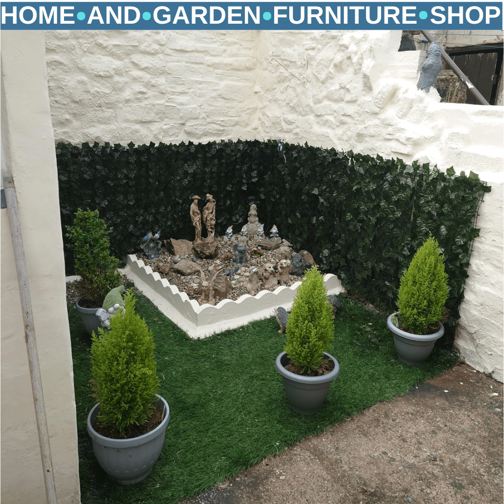 Set of 2 Artificial Leaf Hedge Screen Privacy Fence Panels 3 x 1.5m Garden Use - Home and Garden Furniture Shop - rustic - furniture