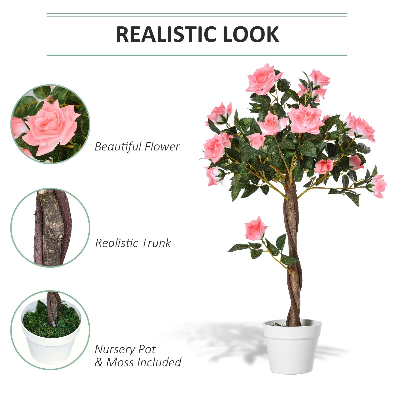 Set of 2 Artificial Rose Plant in Pots 90cm Fake Flower for Indoor Outdoor Decor - Home and Garden Furniture Shop - rustic - furniture